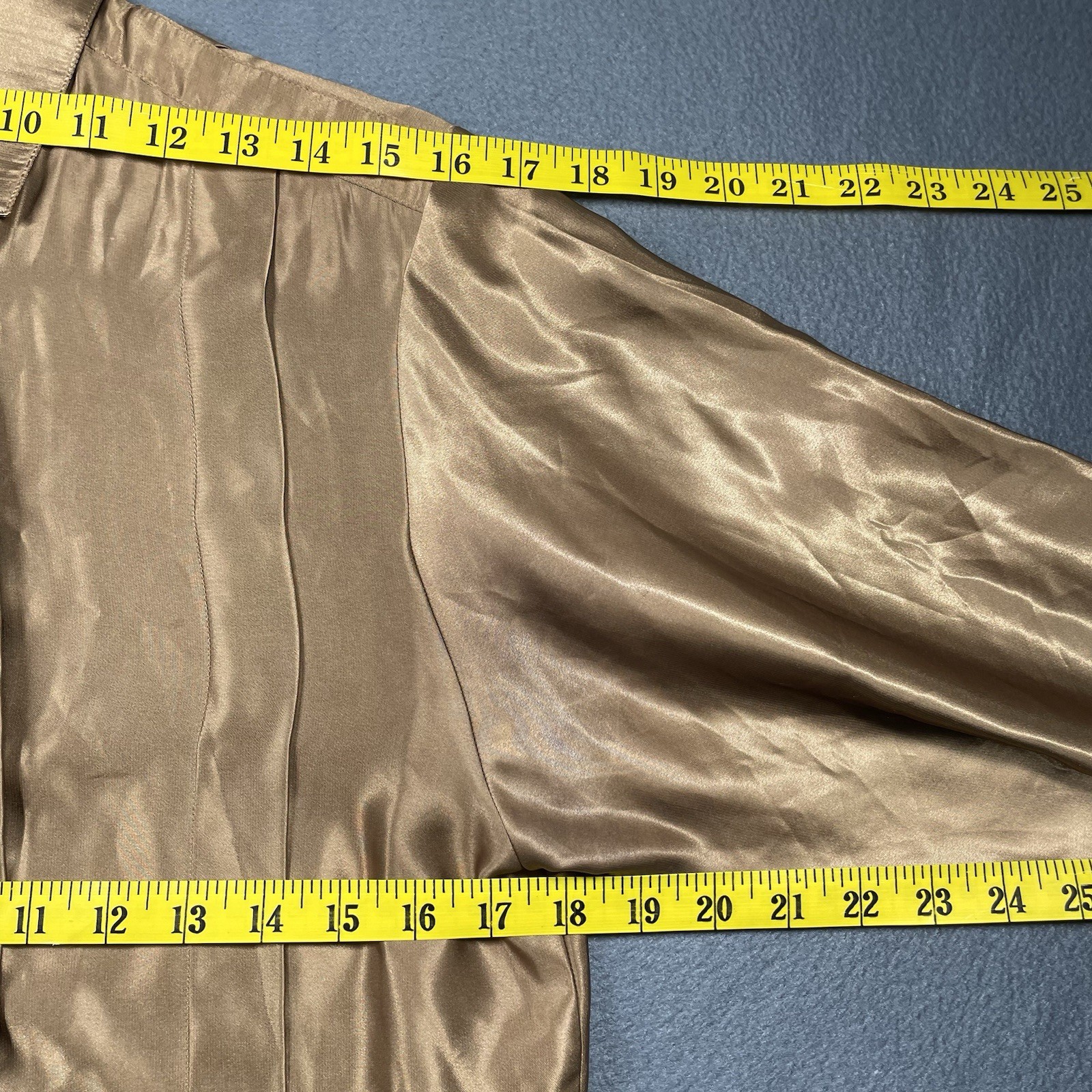 Jaeger vintage gold satin formal Blouse Sm 34 UK glam retro mod style