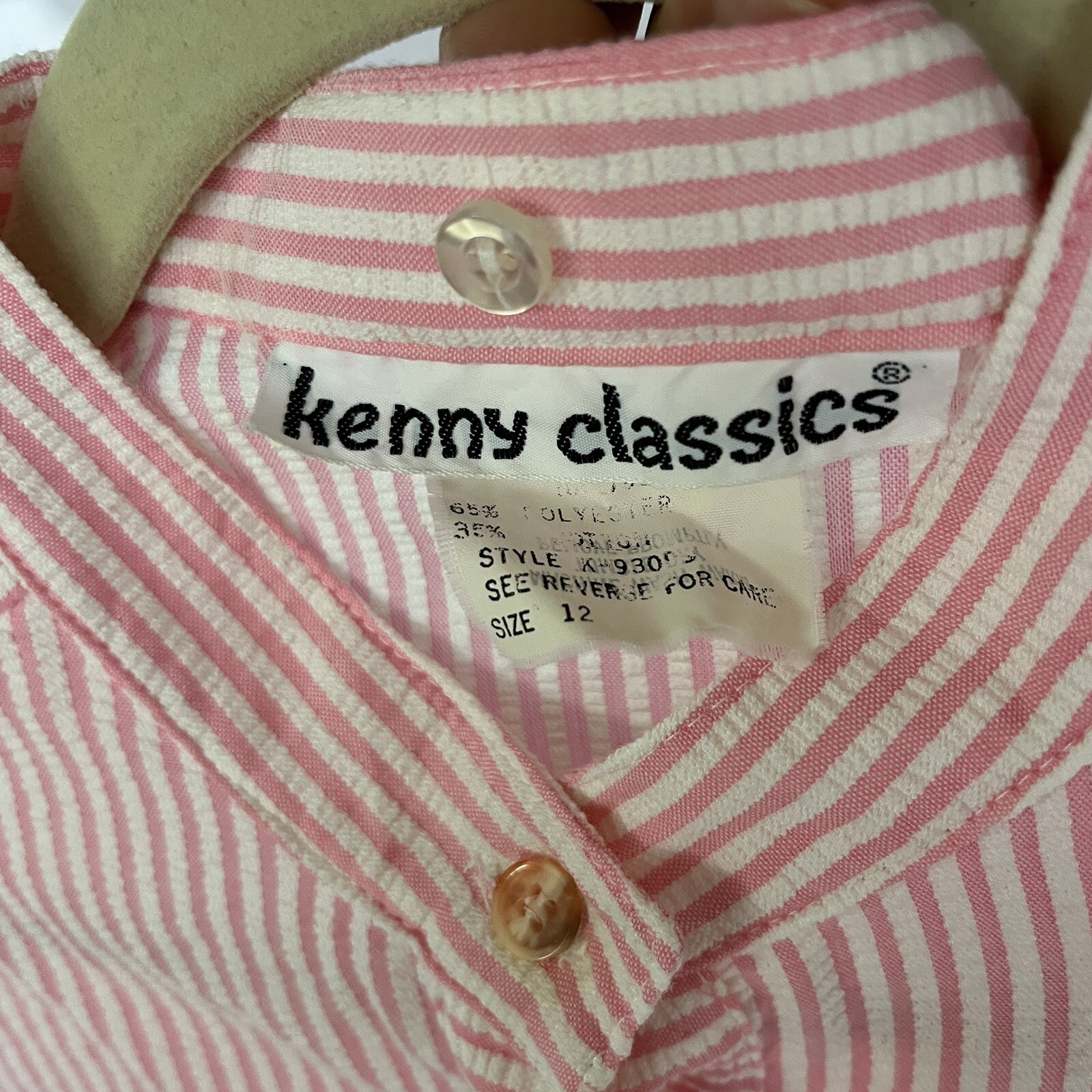 vintage Kenny Classics Shirt Dress pink Belted Fit Flare Button Up Womens sz 12