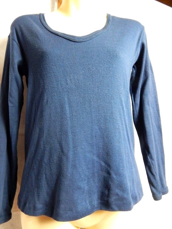 Vintage USA Sportique Navy Sport Thin Tee Shirt Blouse Northern Soul Mod Boho M