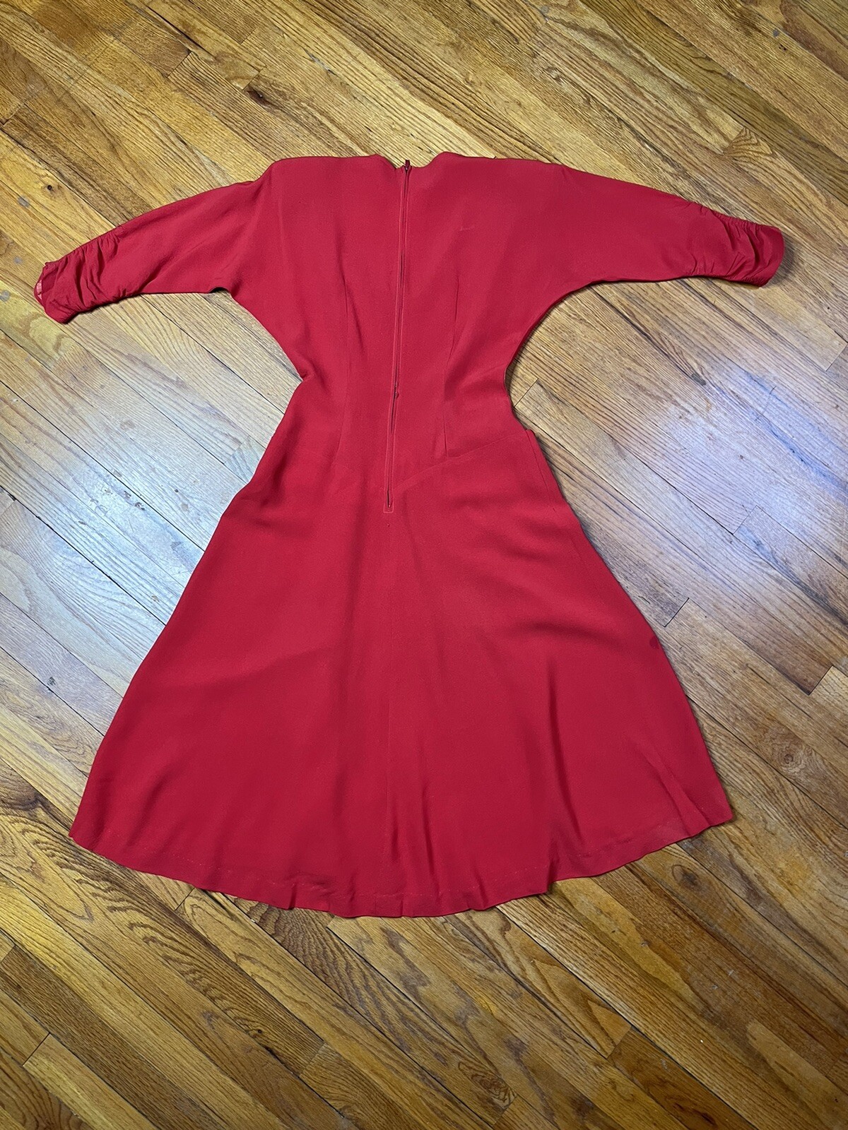 1940s Dress Lipstick Red Rayon Crepe Red