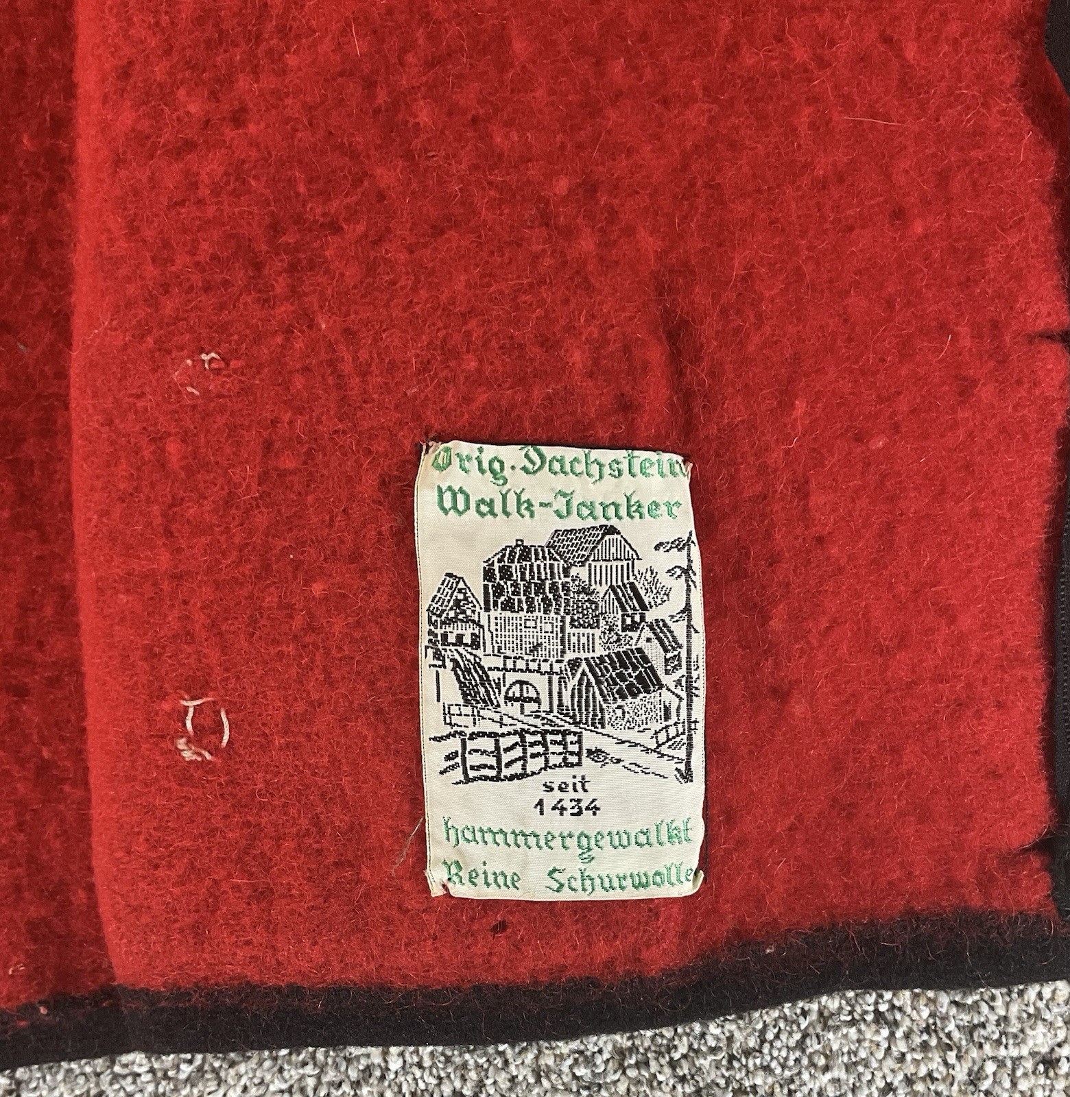 Dachstein Walk-Janker Loden Wool Jacket Red Black Vintage