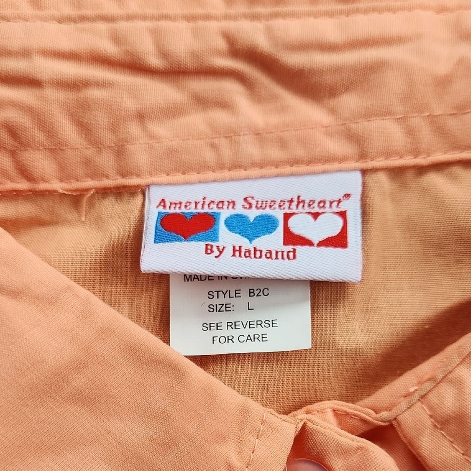 Vintage American Sweetheart by Haband 1/2 Sleeve Button Down Top Peach Large