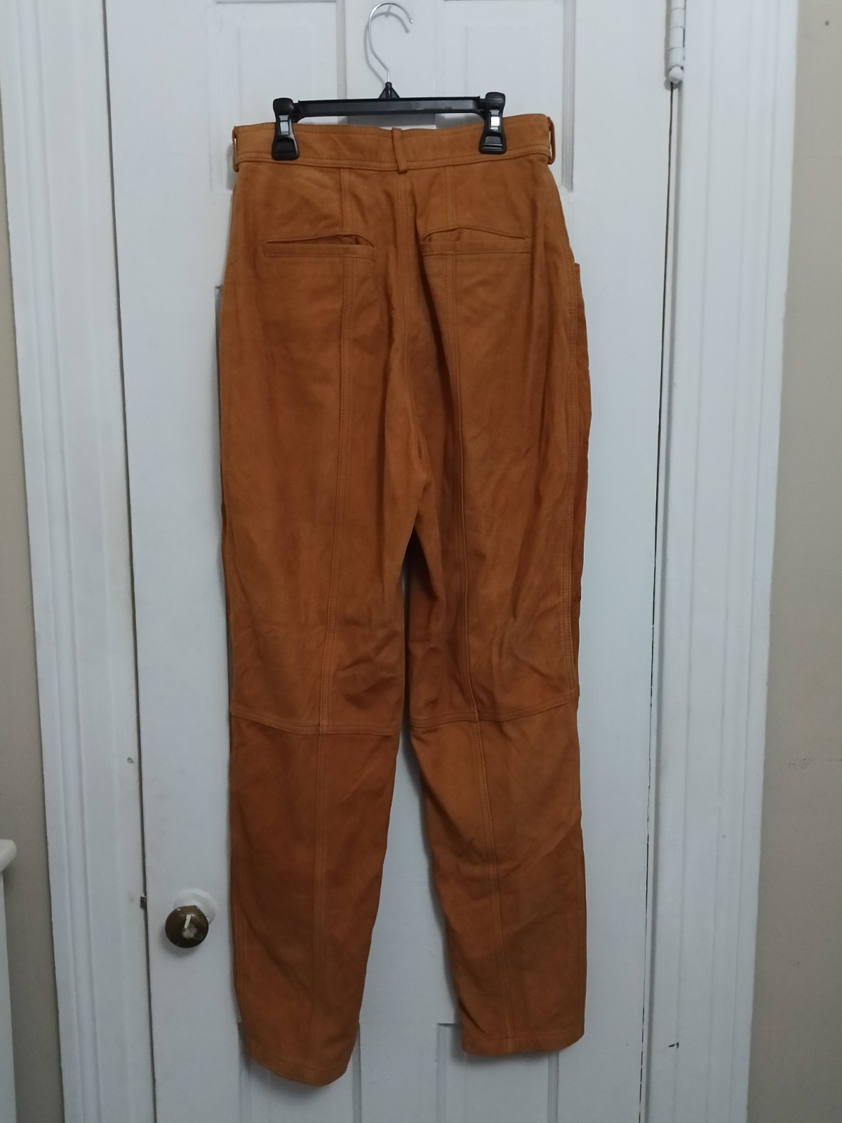 Suede Leather Pants Womens Size 6 Tan Beige Vintage Straight 28×29 K