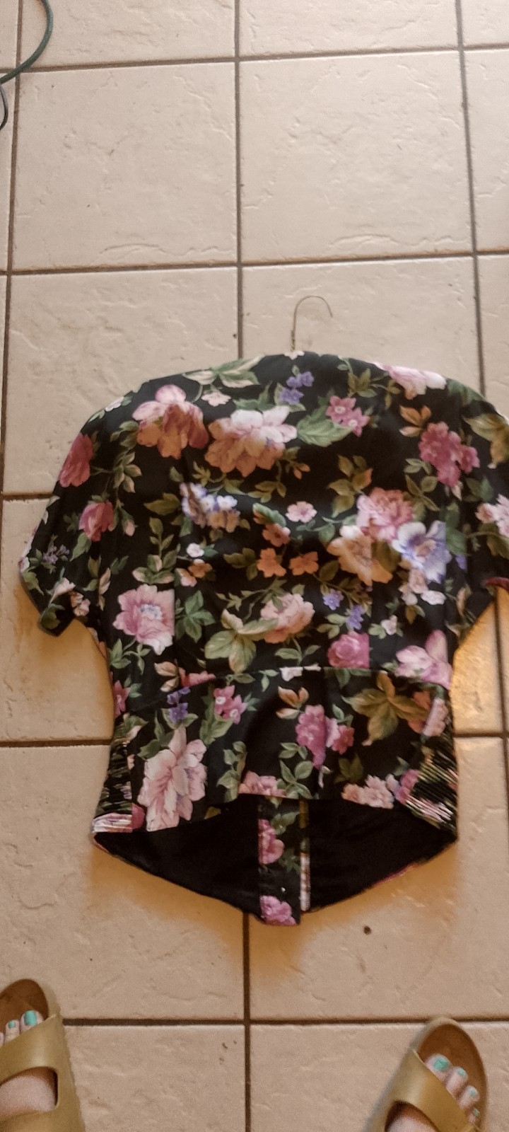 Vtg,Damon Petite,Ruched Waist Women’s Blouse/Jacket,Shor Sleeve,Floral,Union Tag