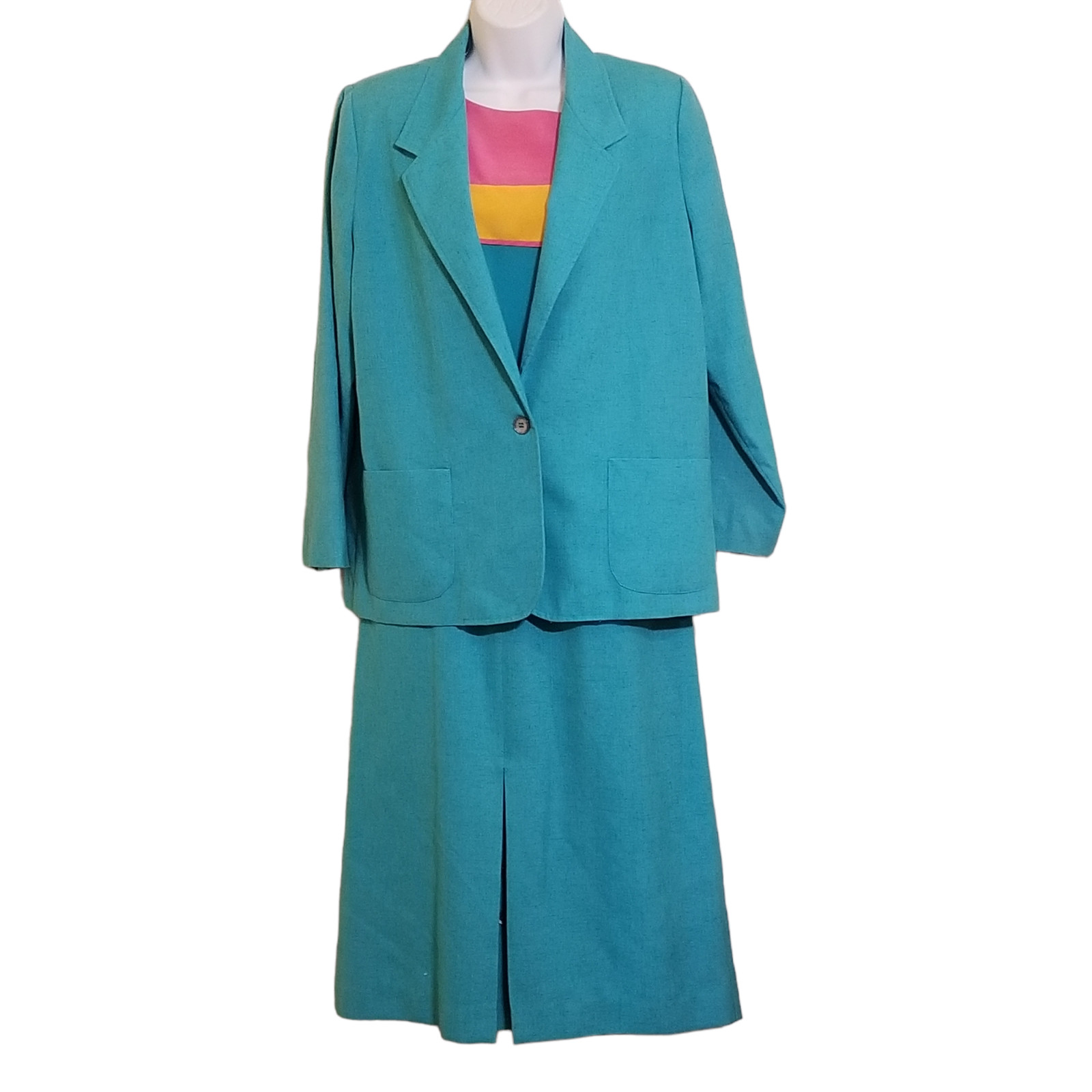 Vintage Skirt Suit Set Women’s Size M 3 Piece Modest Professional Silk Blend