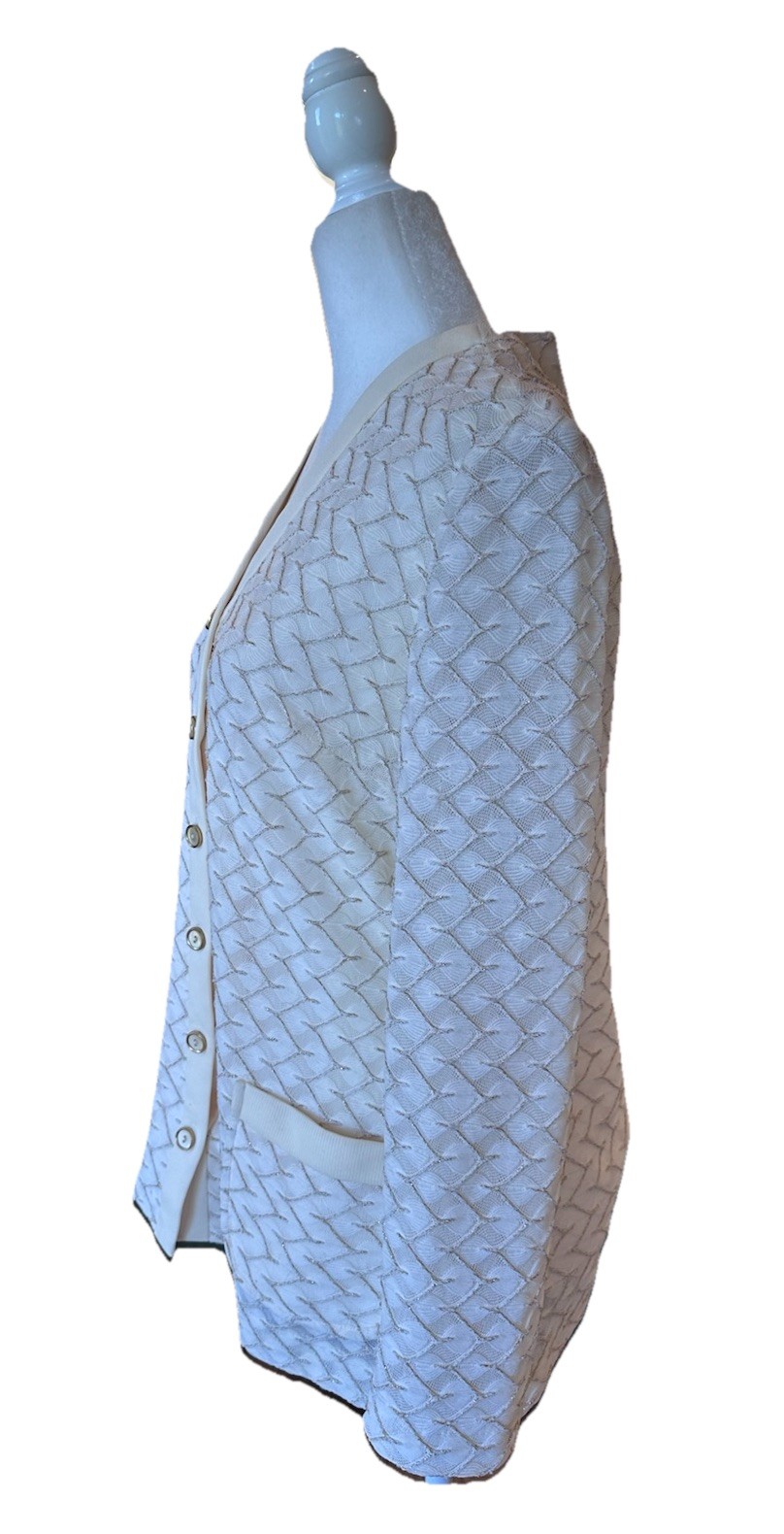Vintage Retro Marty Gutmacher Polyester White Gold Button Up Blouse Jacket S/M