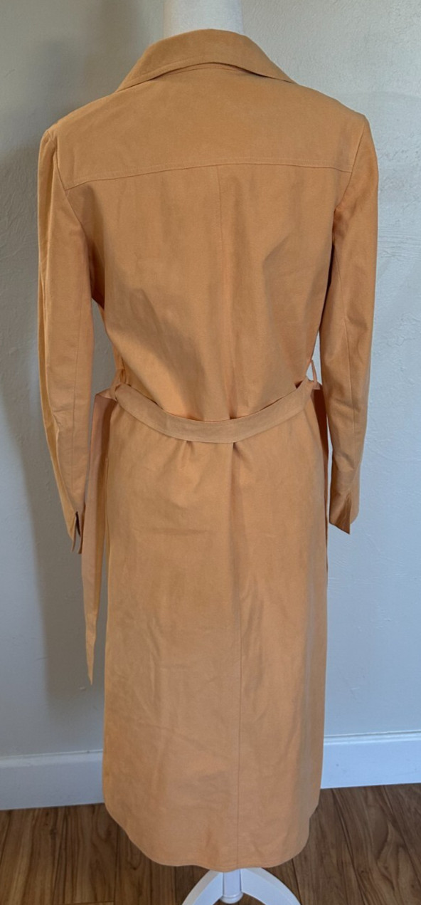 VTG 60s Adele Simpson Designer Ultrasuede Peach Trench Coat Sz S Coat