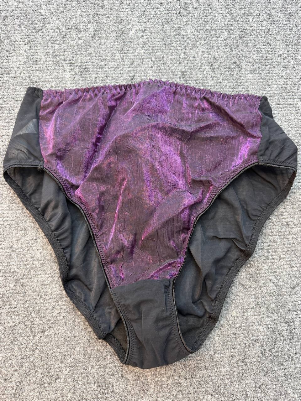 Vintage Donna Karan Black Purple Sheer Panties Briefs Size M Womens