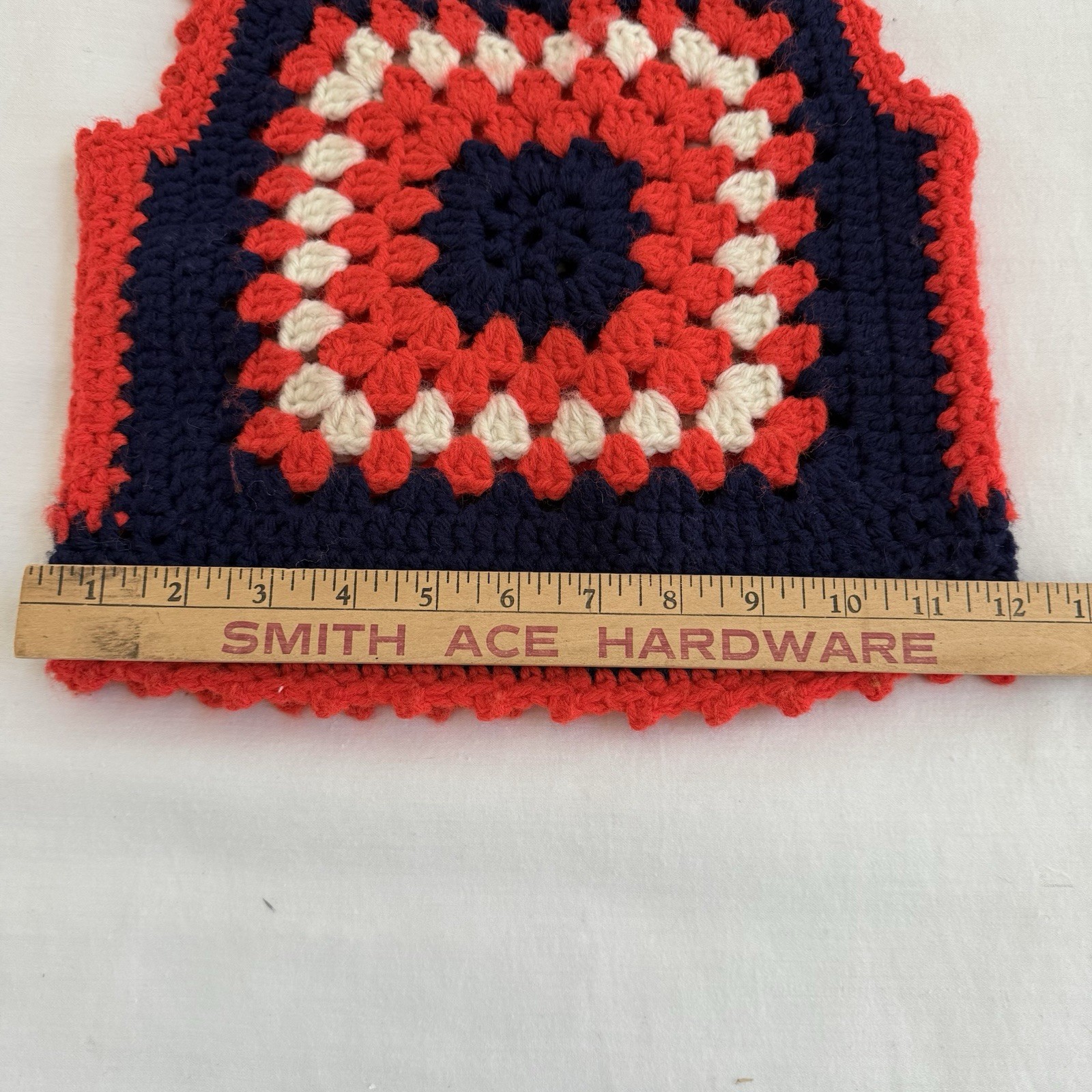 Vintage Handmade Crochet Tank Top Women’s XS Granny Square Red Blue Boho Hippie