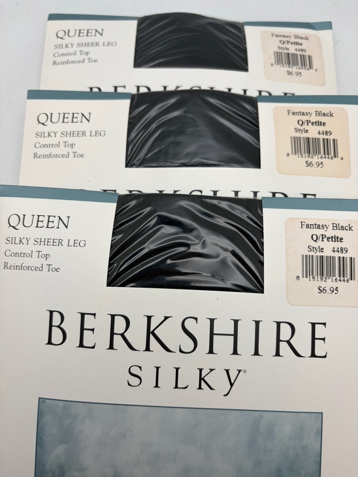 Berkshire Silky Plus Queen Petite Lot 3 Pantyhose Stockings Black Control Top