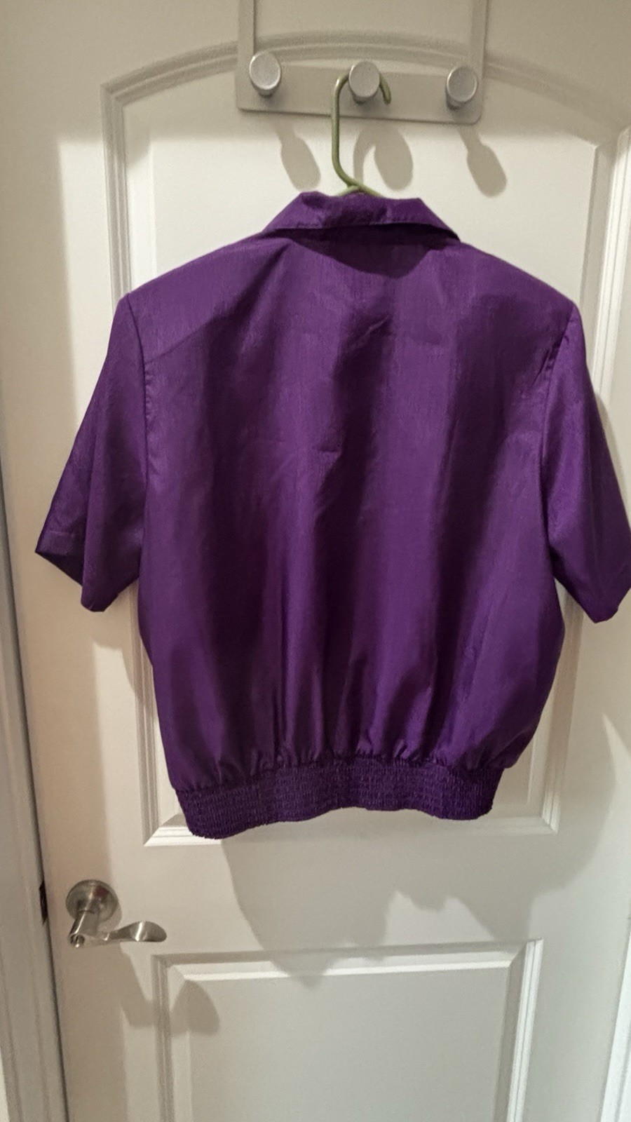 Vintage Westbound Purple Smocked Hem Blouse – Short Sleeve Button Down Size
