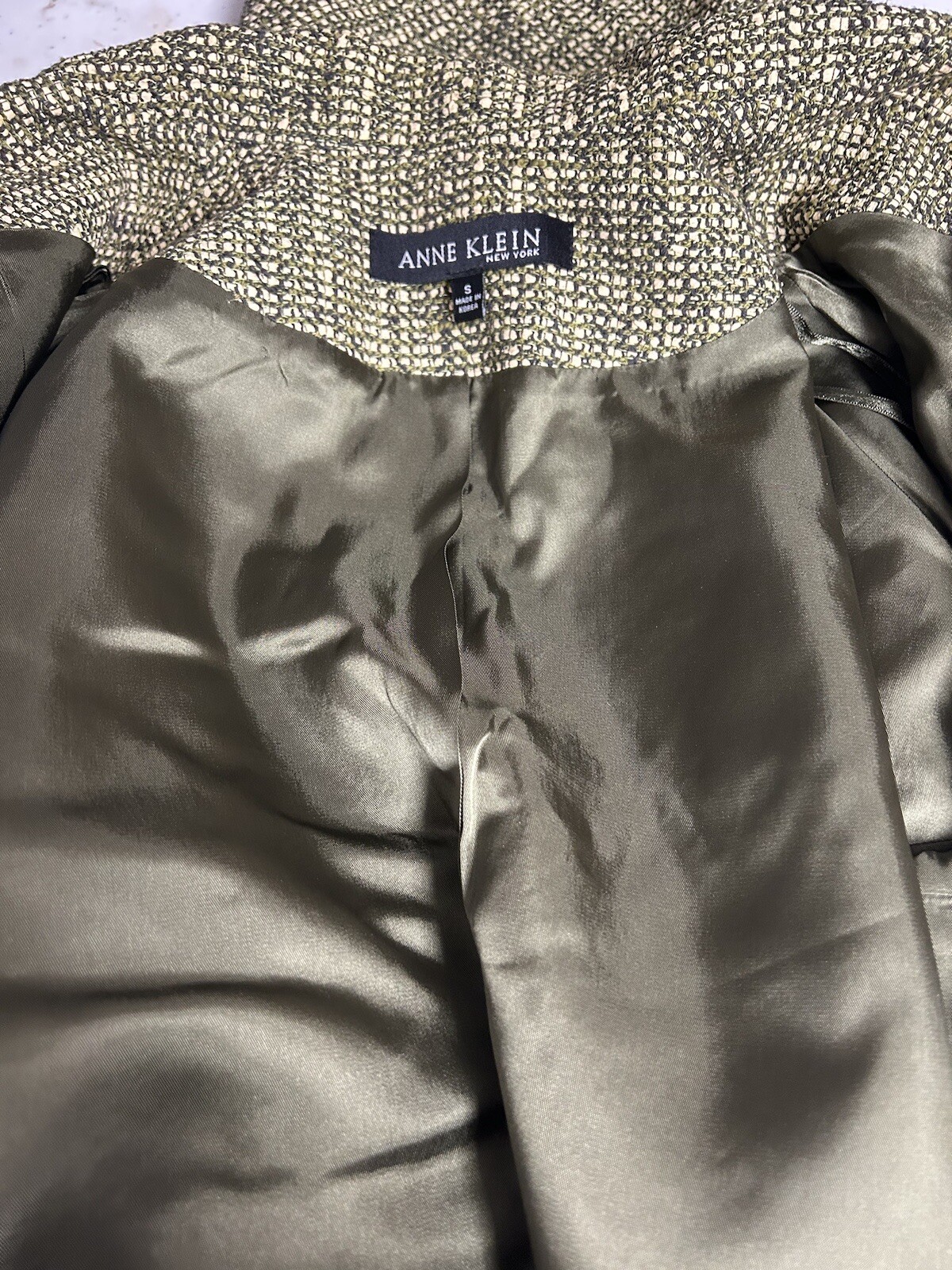 Vintage Anne Klein Olive & Cream Skirt Set S/6