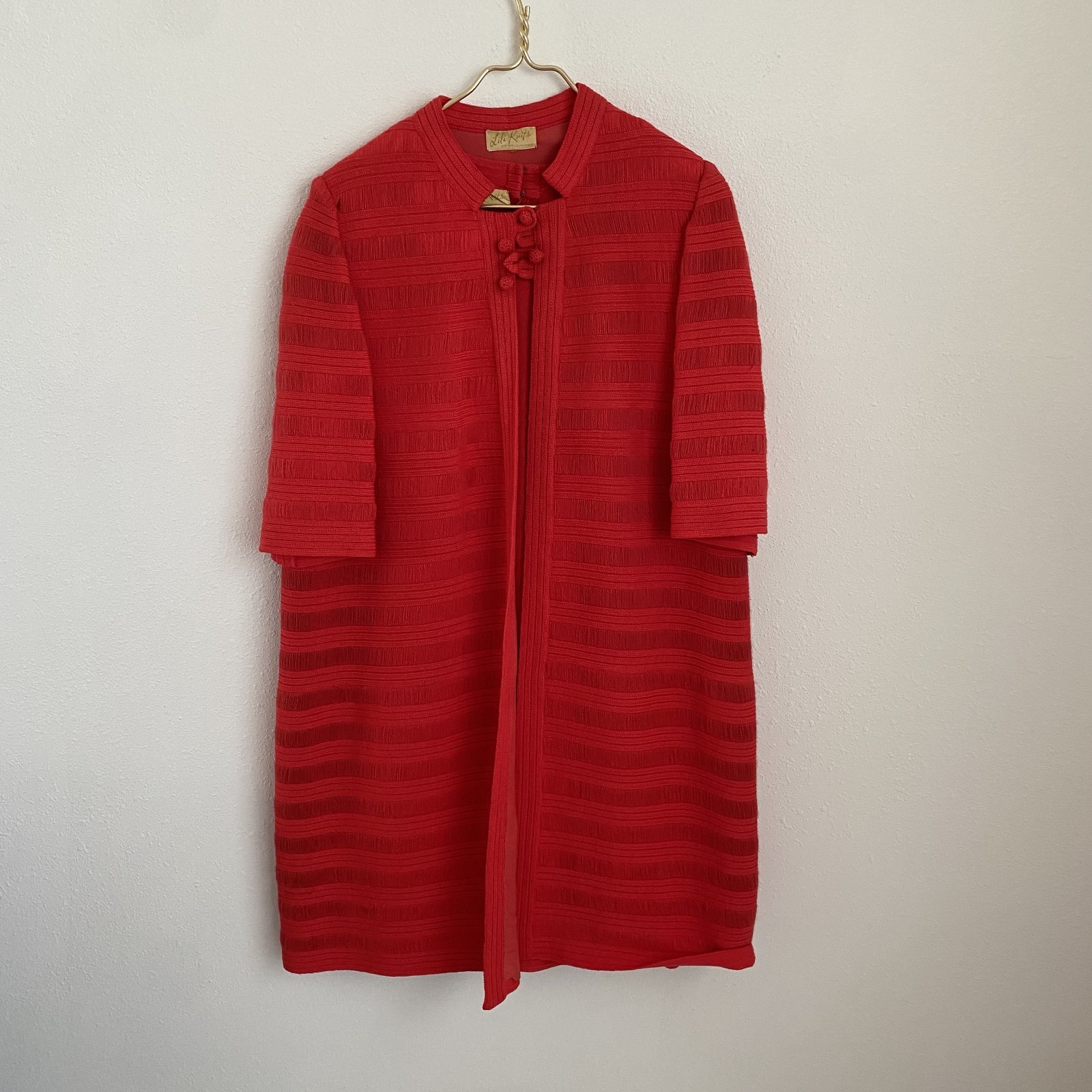 Vintage Lili Knits of Hollywood Womens S/M 2-Piece Dress Jacket Set Orange