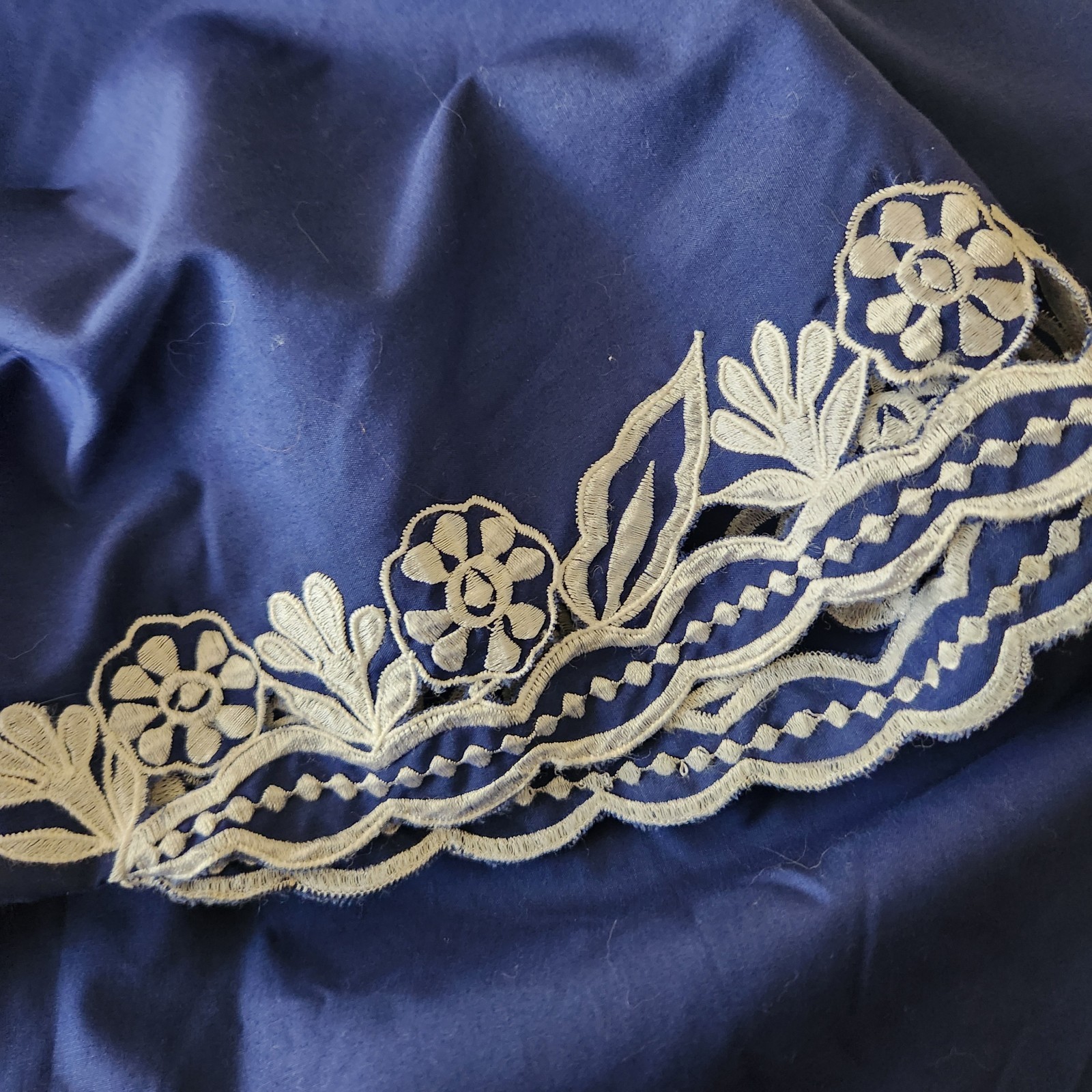 VTG 60s Caro Of Honolulu Hawaiian Aloha Dress Embroidered Blue MCM Boho Hippie