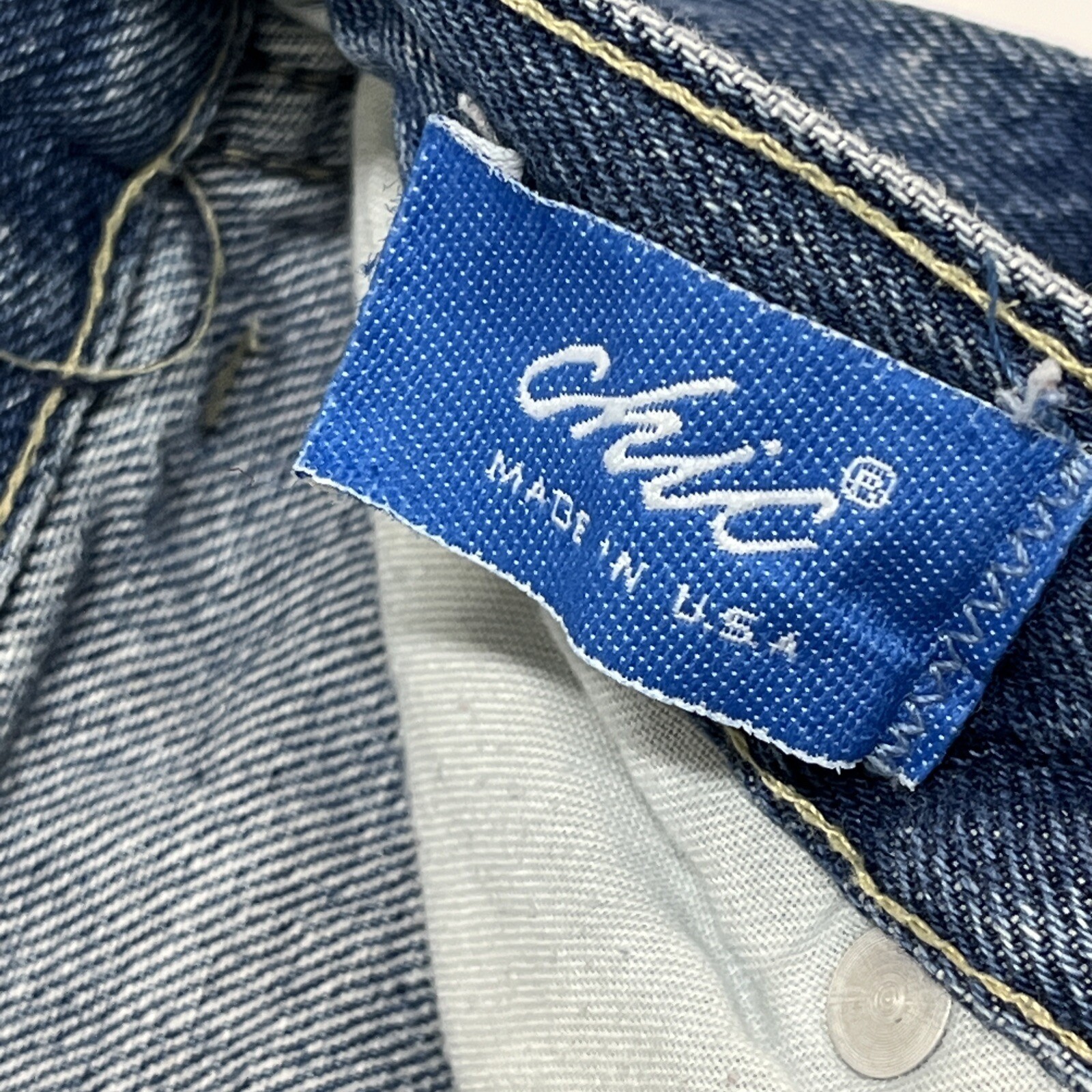 Vintage Chic by h.i.s. High Waisted Mom Jeans Blue Tapered Raw Hem USA Made 12P