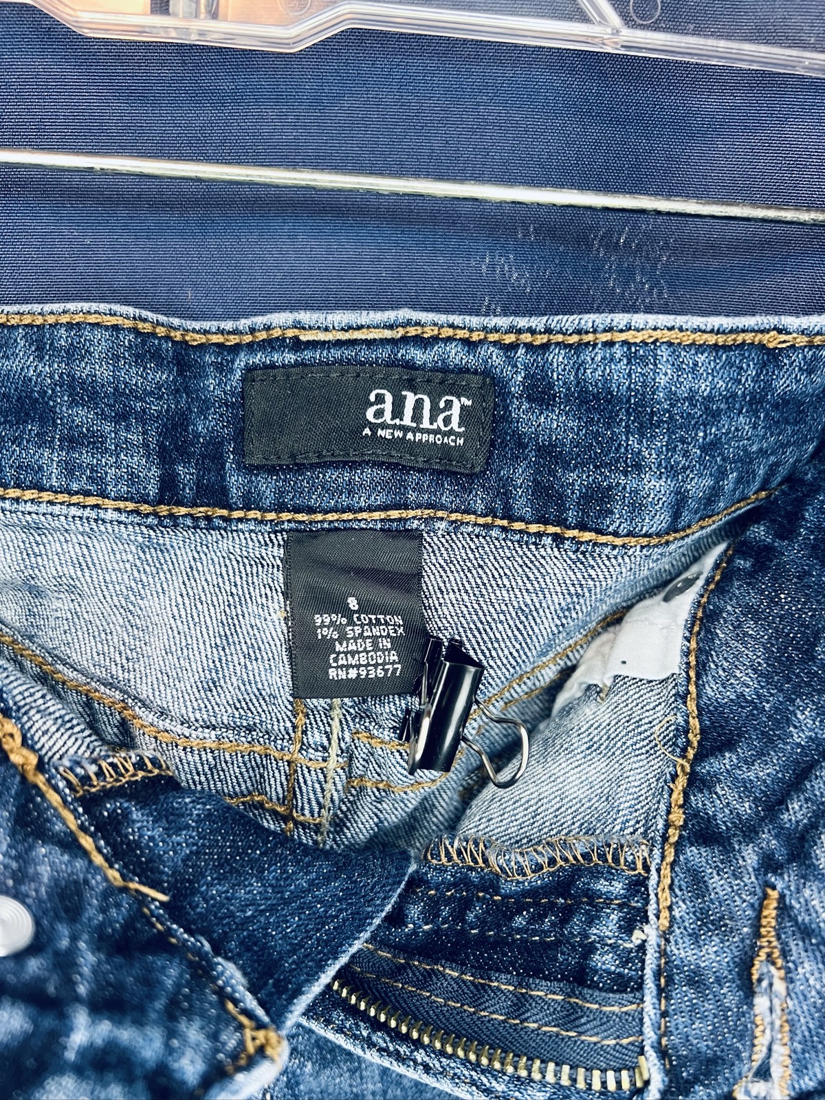 A.N.A A New Approach Womens Denim Shorts Studded Distressed Raw Hem