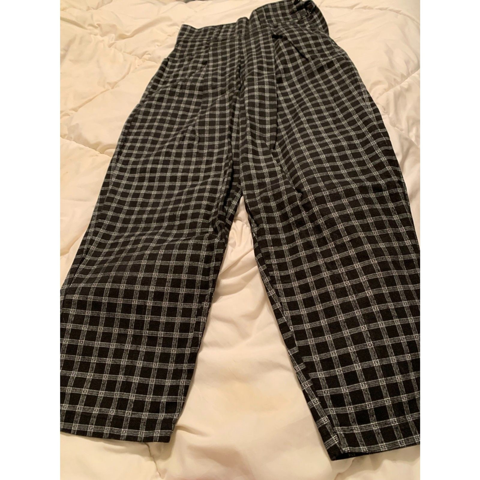 Vintage Made in USA Black & White Plaid Pants – Size 9