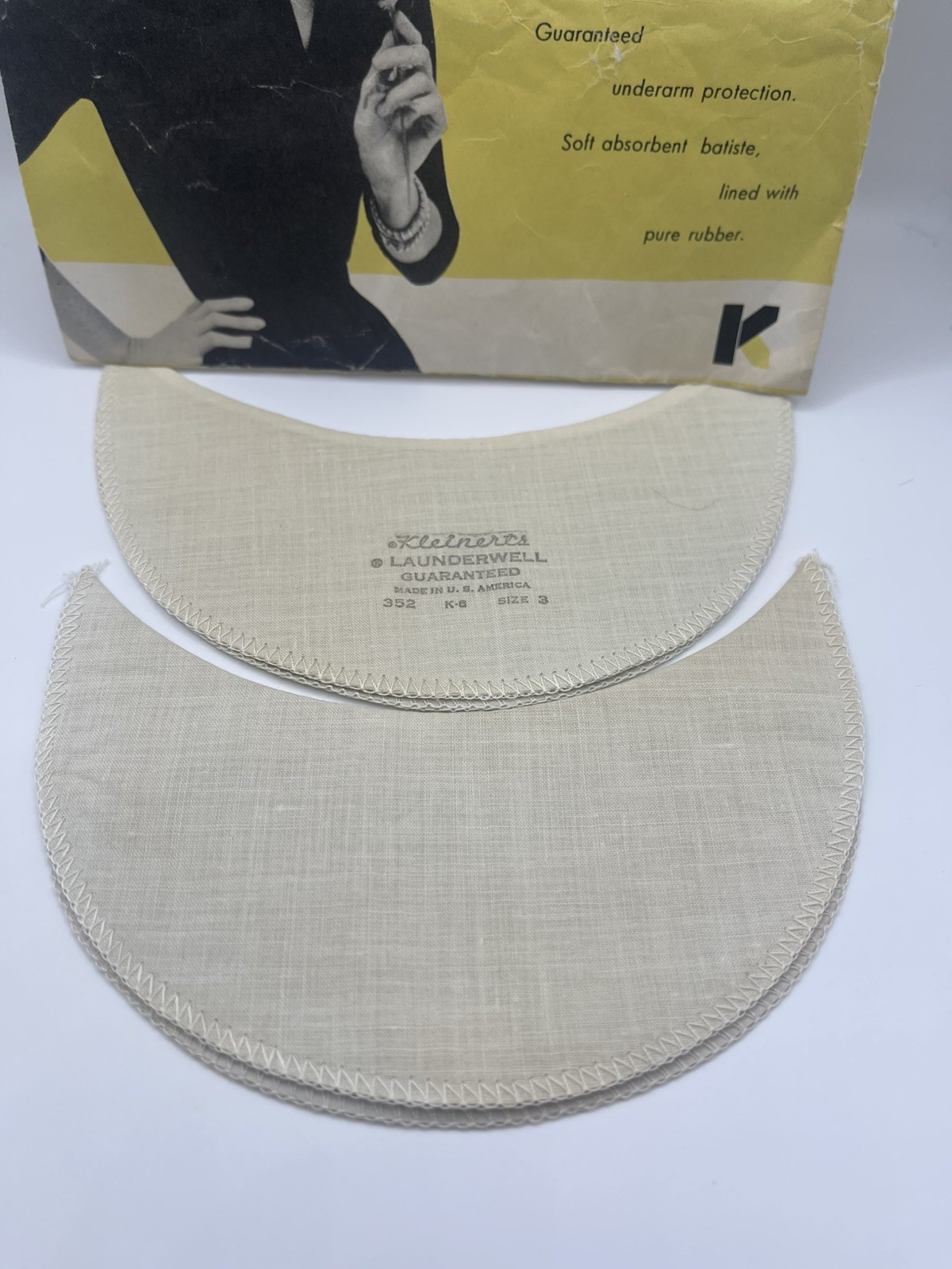 Vintage Kleinert’s Dress Shields Size 3 White Crescent Shaped New Open Package