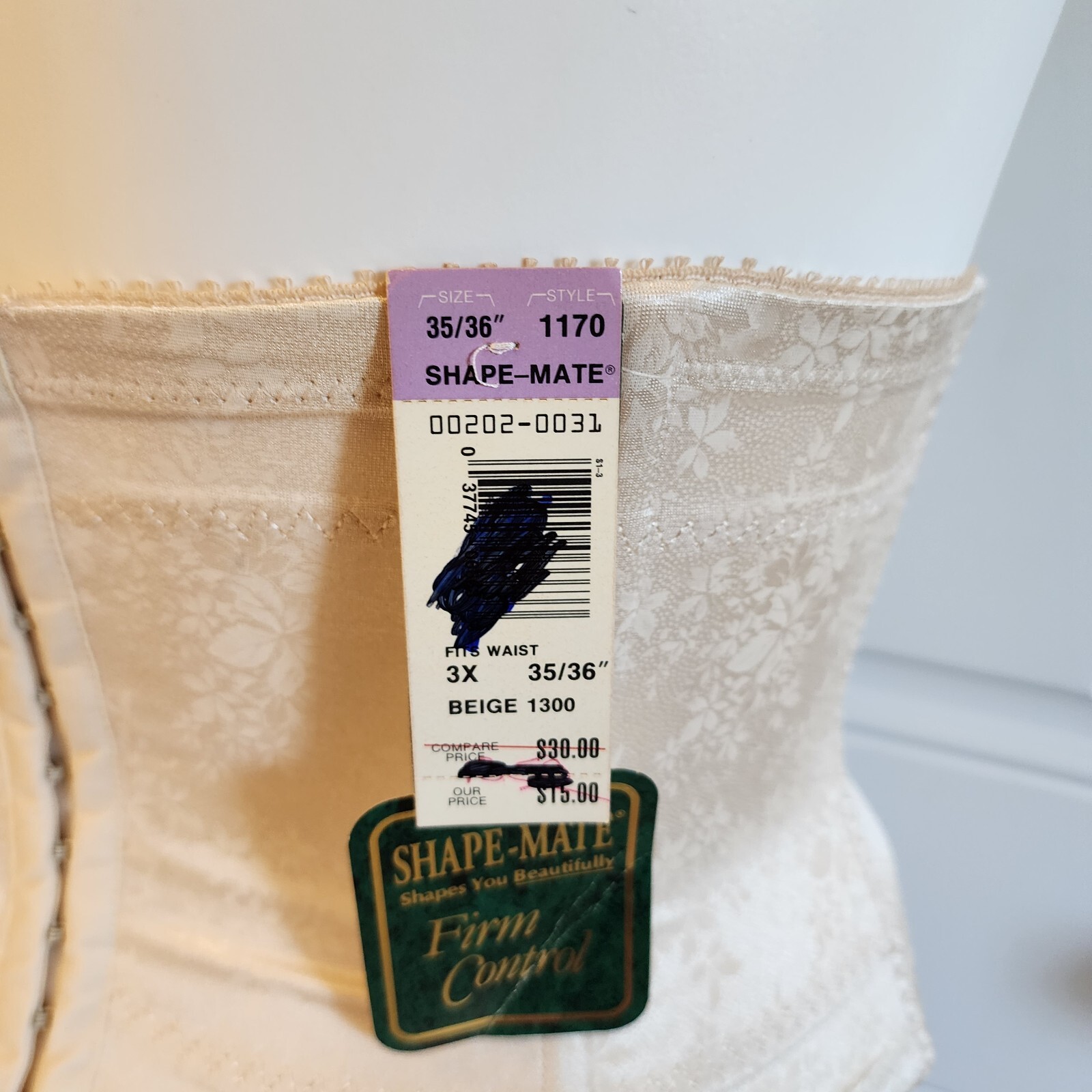 VTG Shape-Mate Firm Control Waist Trainer Satin Nude Shapewear Corset Belt Sz 3X