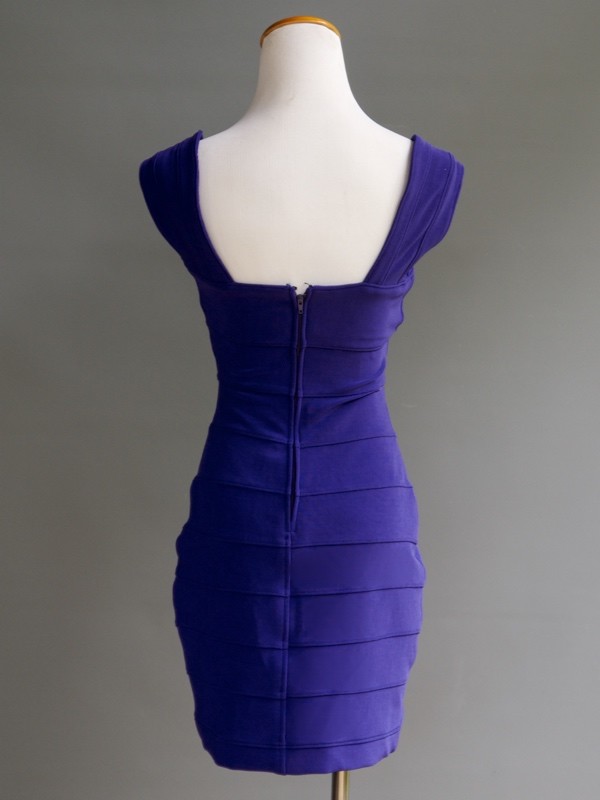 VTG Tadashi Pure Purple Kryptonite Body Con Sexy Bandage Tight Stretch Dress S