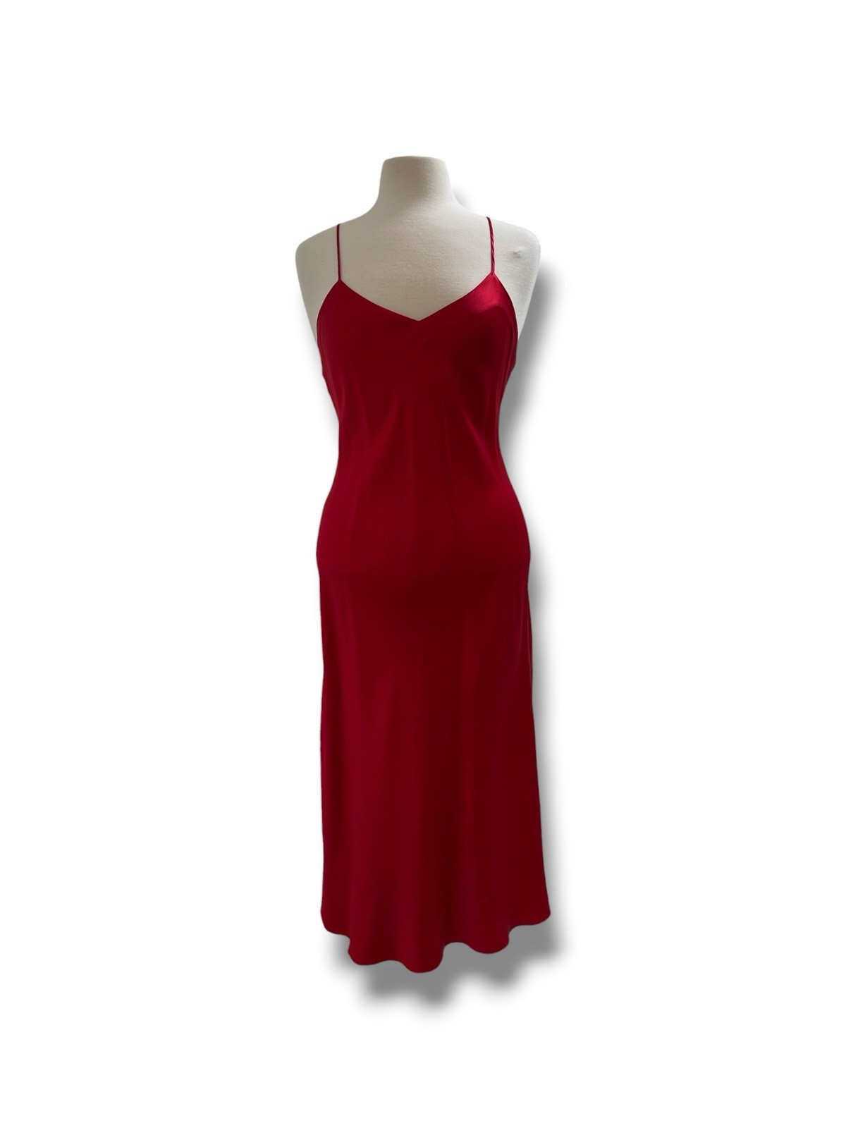 Vintage 80s Victoria’s Secret Gold Label Silk Slip Dress Size Medium Red Chemise