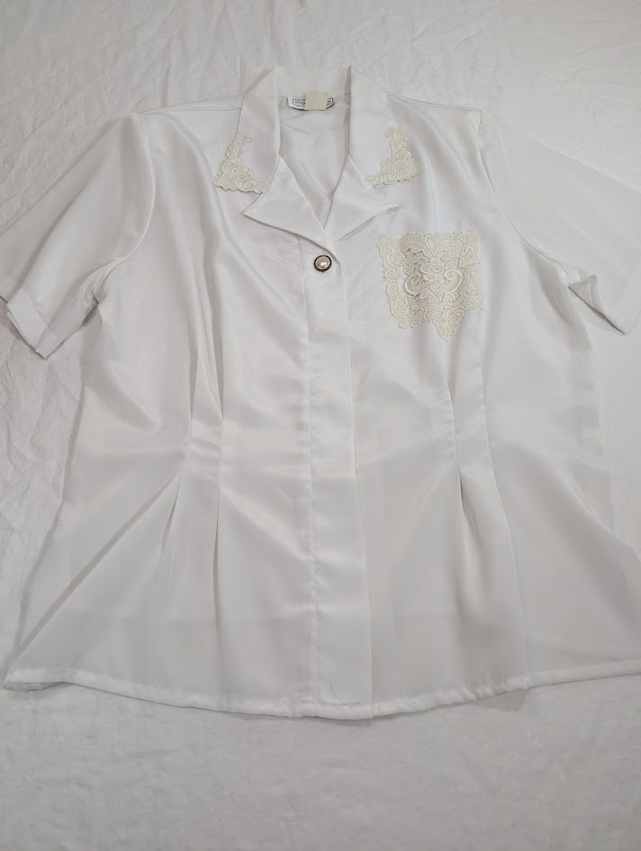 VTG Impressions of California women’s size 16 silky embellished blouse USA I9