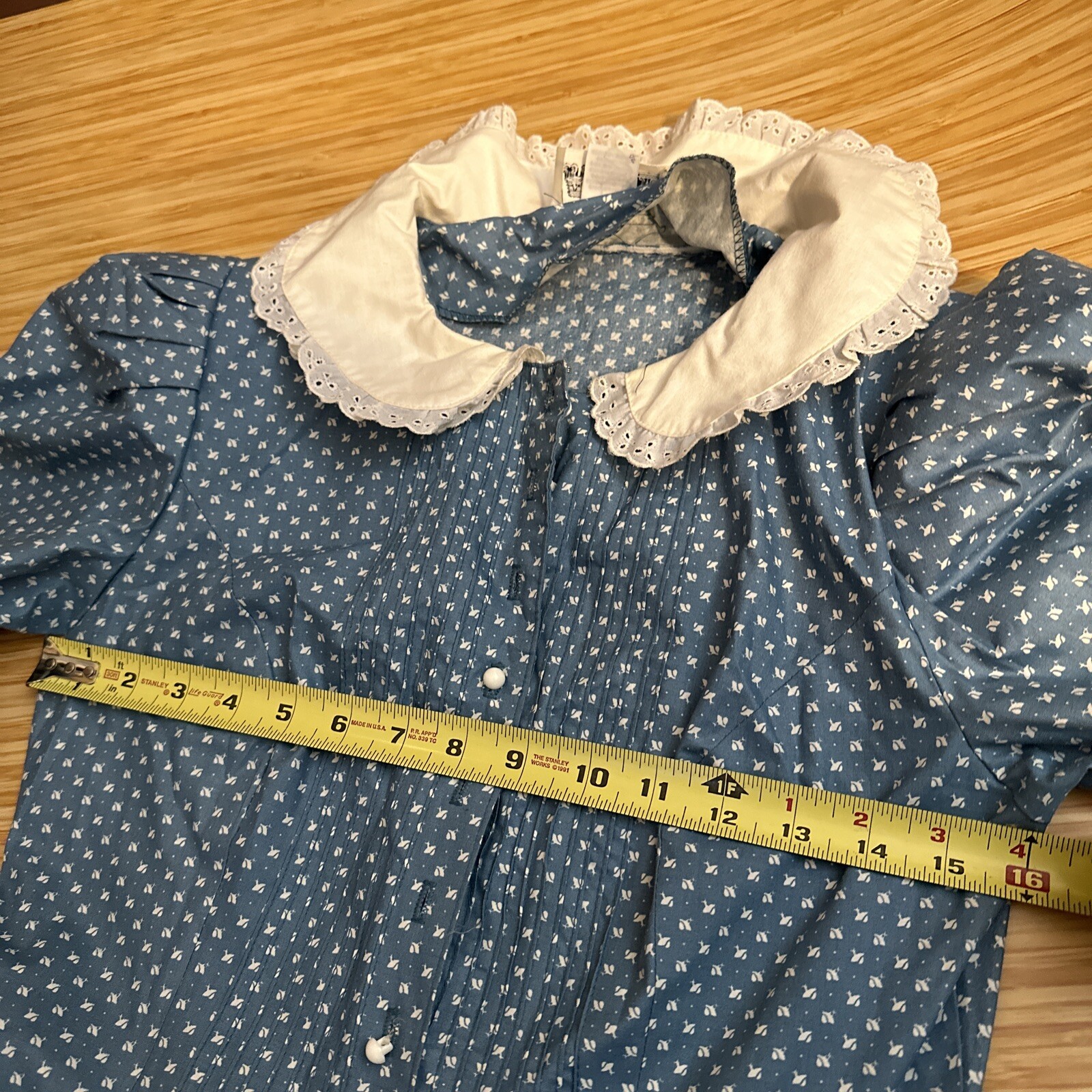 Old Vtg 1970’s s Amish Womans Dress Blue Cotton Nice 47” Long