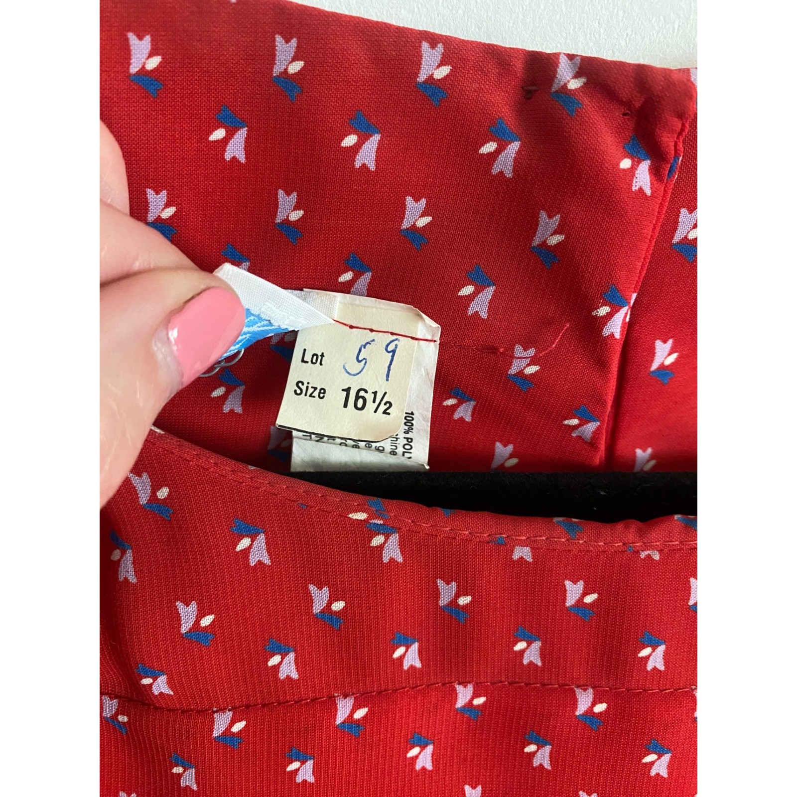 Vintage Lorac Original Red Micro Print Drop Waist Asymmetrical Dress Size 16.5
