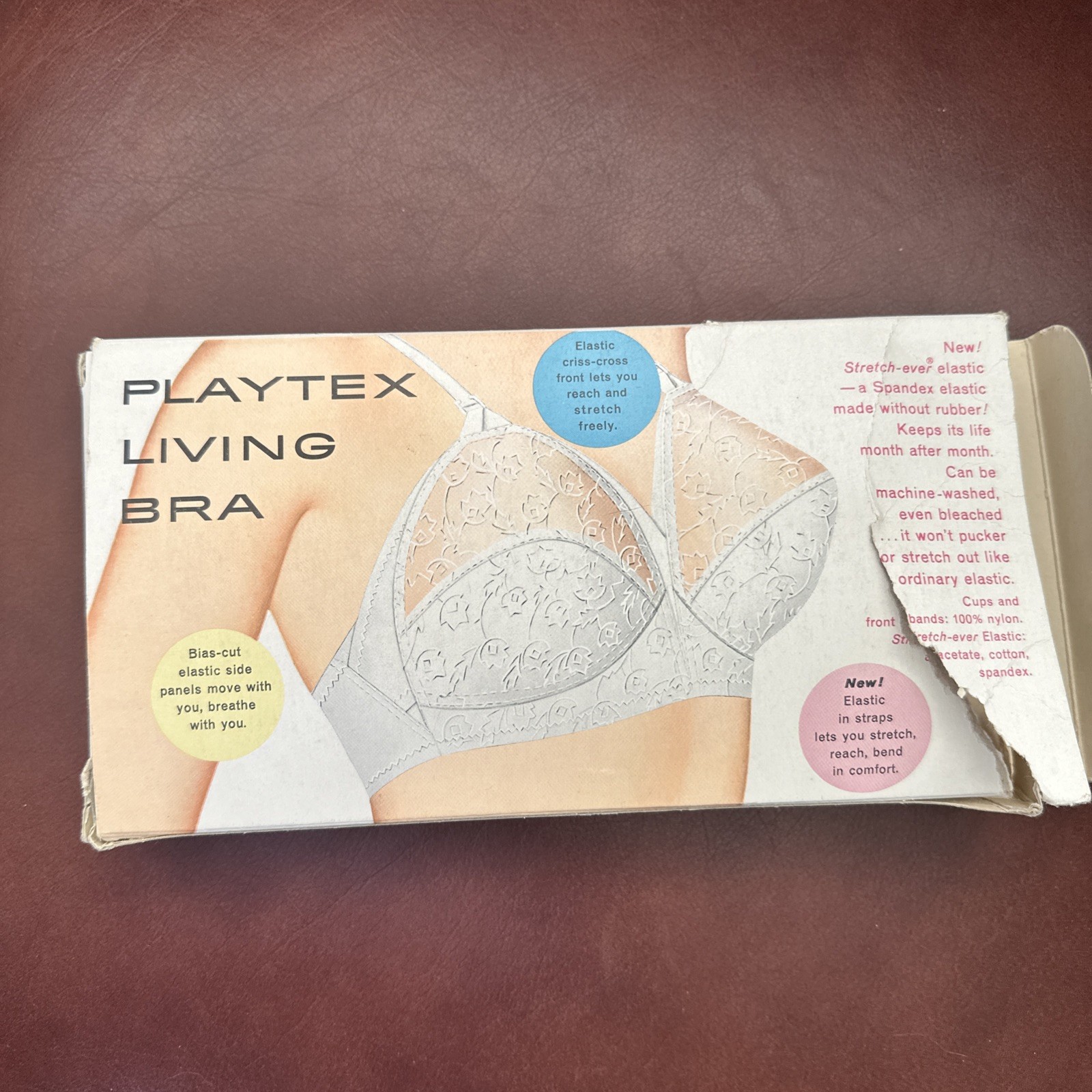 Vintage 1963 Playtex Living Bra 32B NOS Pin Up Retro Feminine Curvy NIB Lingerie