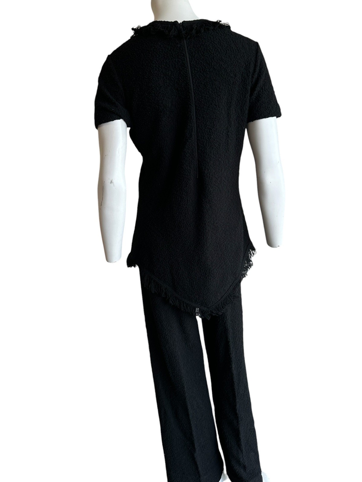 1960s Goldworm Italy Black Bouclé Knit Matching Set Mod Lounge Pant Suit