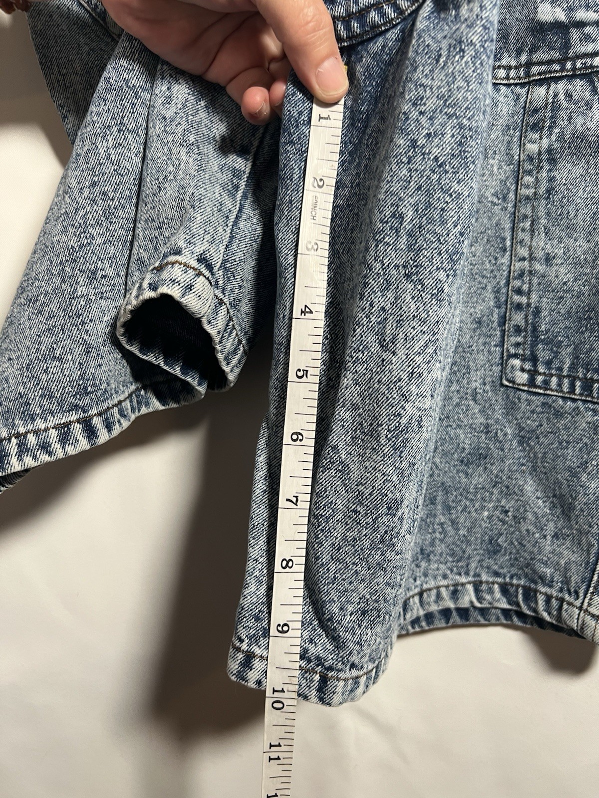 Vintage Blue Acid Washed Denim Jort Shortalls Size M 10 Inseam 90s Grunge Skater