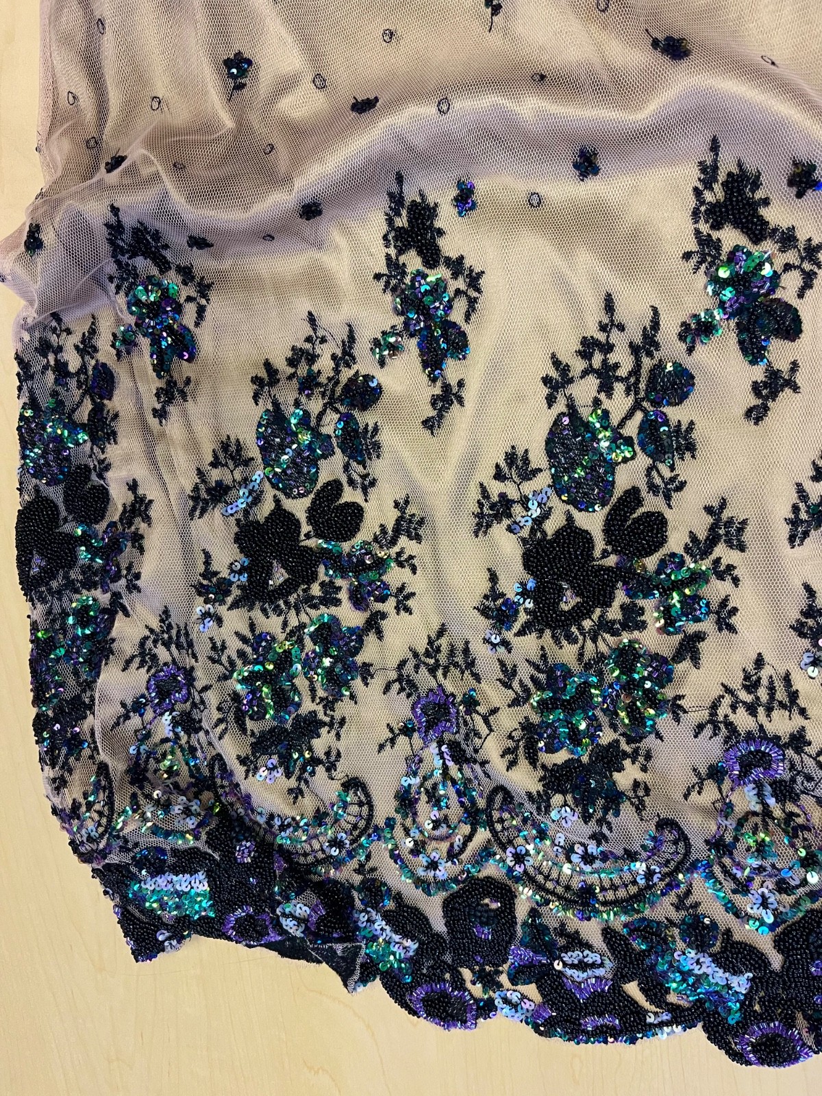 Excellent Vintage J Peterman Belle Epoque Silk Beaded Skirt Size 8 Waist 28-29