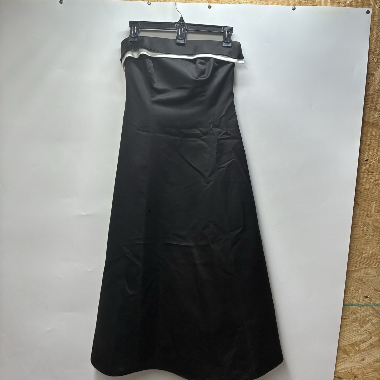 Vintage 90s Michaelangelo Strapless Formal Black White Gown Cocktail Dress Goth