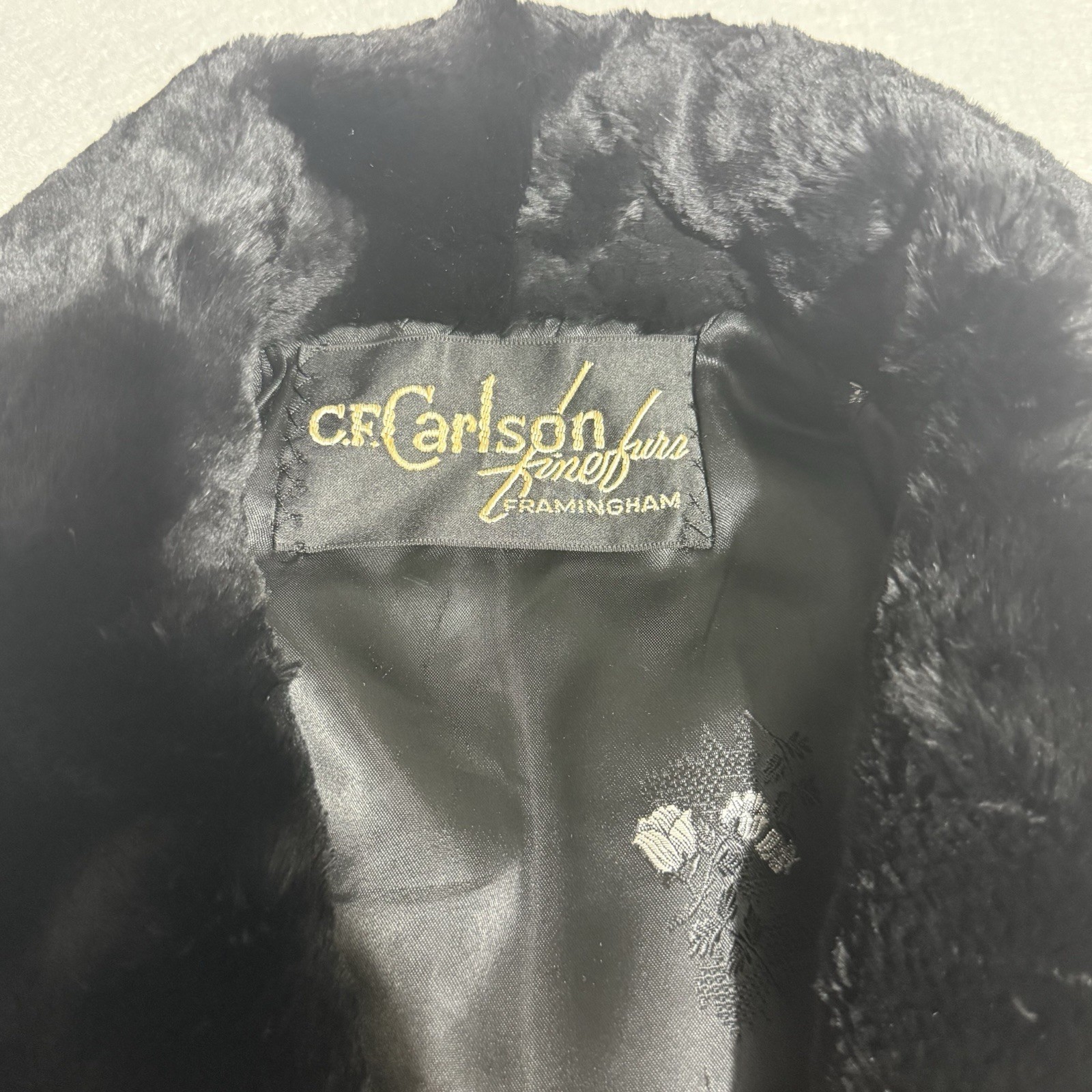 Vintage CF Carlson 1960s Real Black Rabbit Fur Stole Great Condition USA Made
