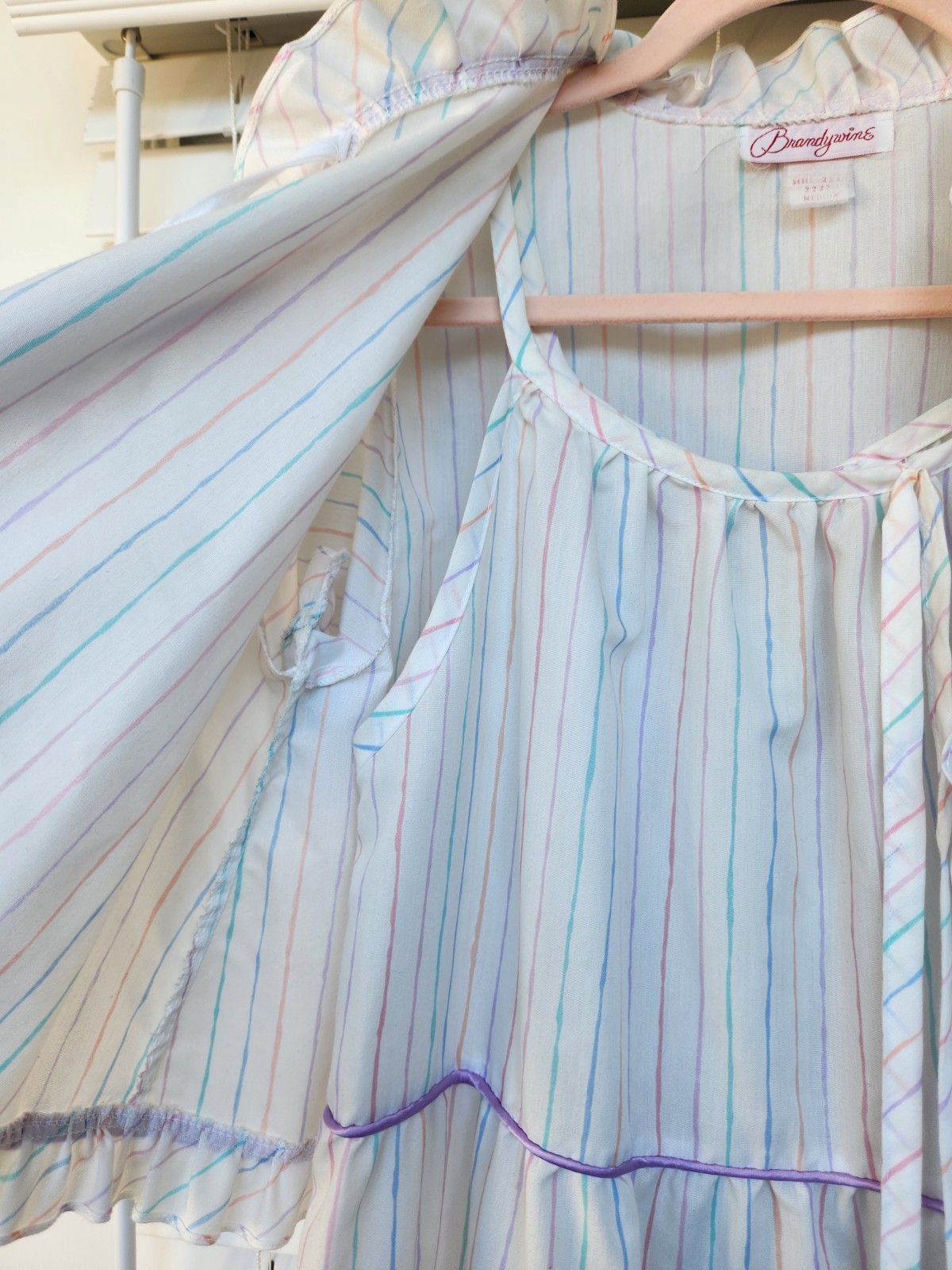 Vtg Brandywine 2-Piece Set Striped Tiered Maxi Prairie Dress & Bolero Jacket M