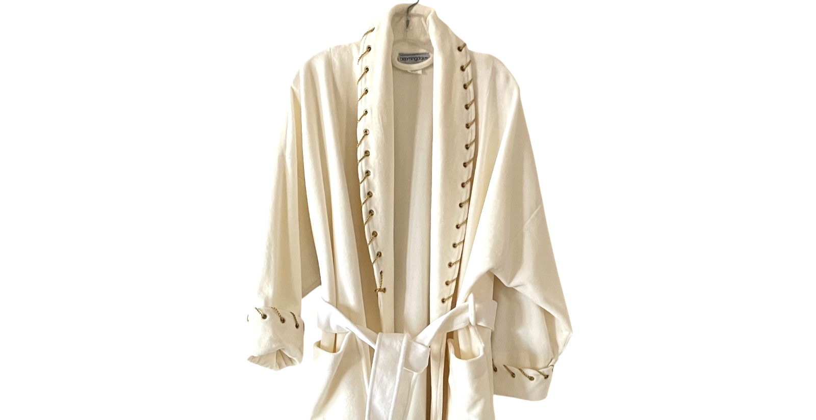 Made Exclusively For BLOOMINGDALE’S Size Medium Ivory Gold VINTAGE Long Robe USA