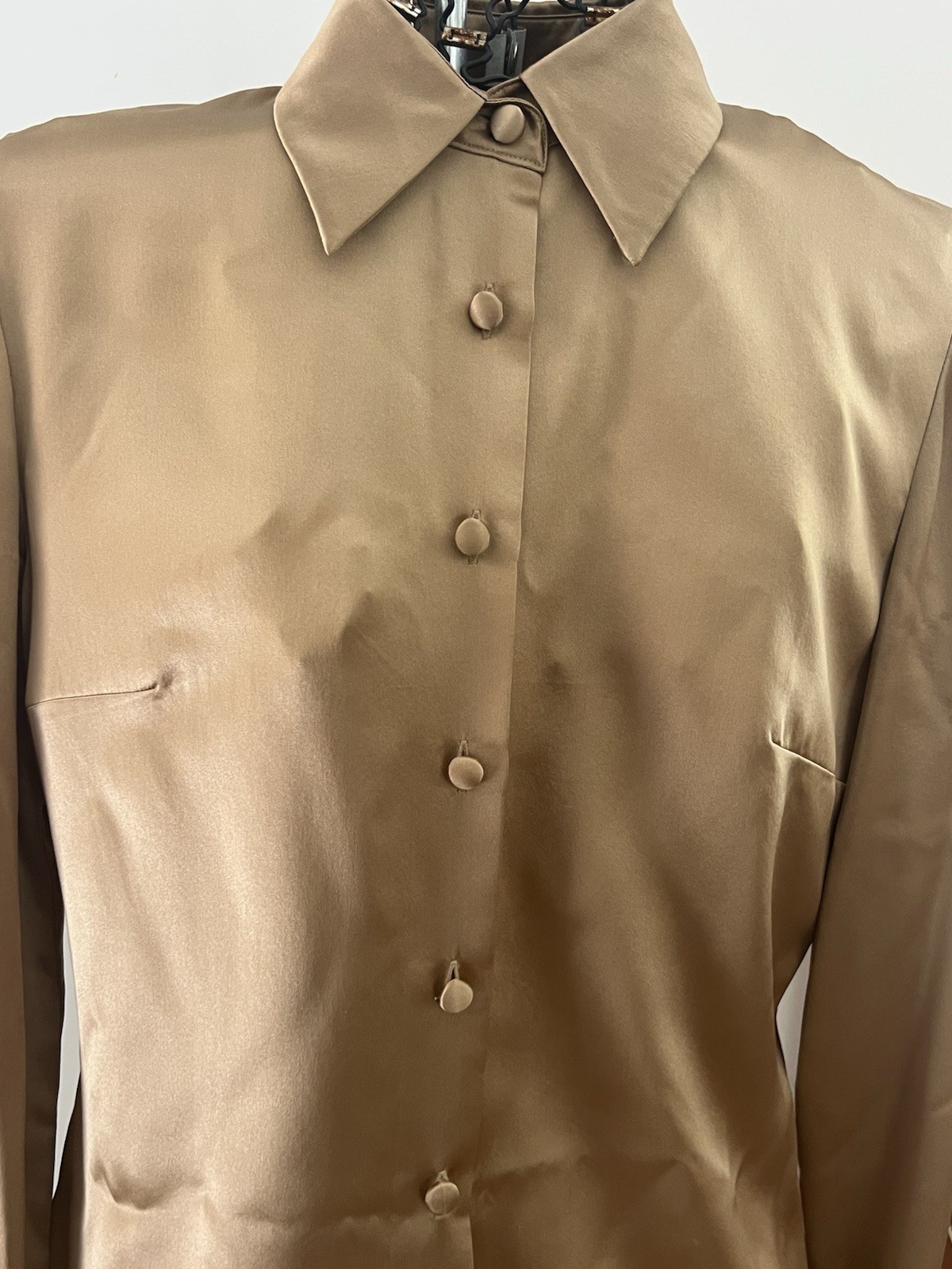 Women’s Silk Blouse Bronze/Gold 6 Morgan McFeeters NICE Clean Fitted Tailored