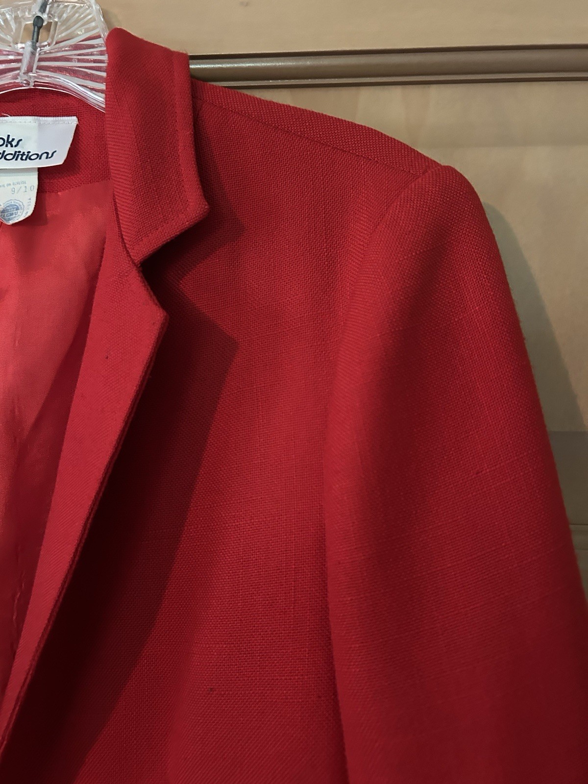 Vintage 80s Brooks Addition Vibrant Red Blazer Corporate Power Suit Jacket 9/10