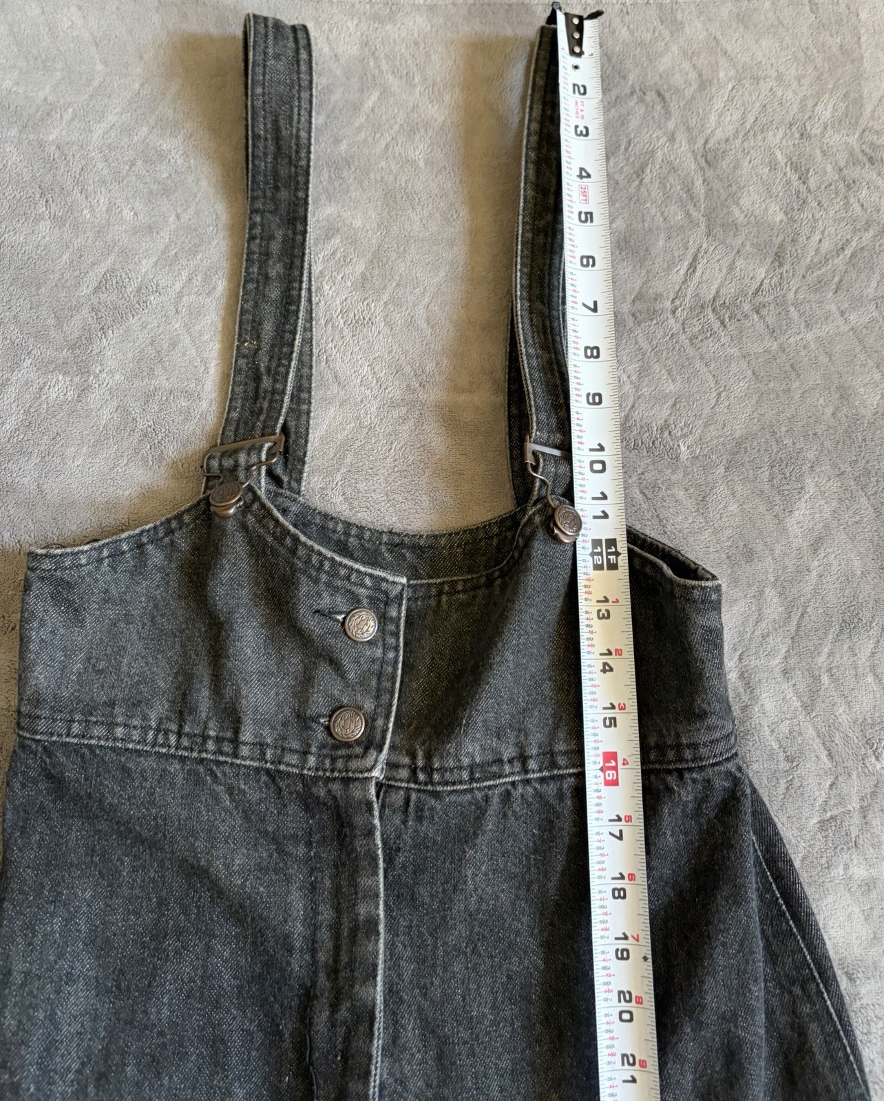 Vtg Fredericks 80’s Denim Suspender Overall Women’s High Waist Jeans Black 11/12