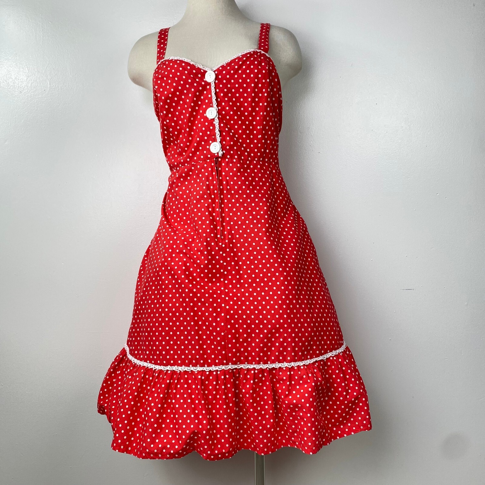 Vintage JcPenney Red w/ White Polkadot Summer Dress Cotton