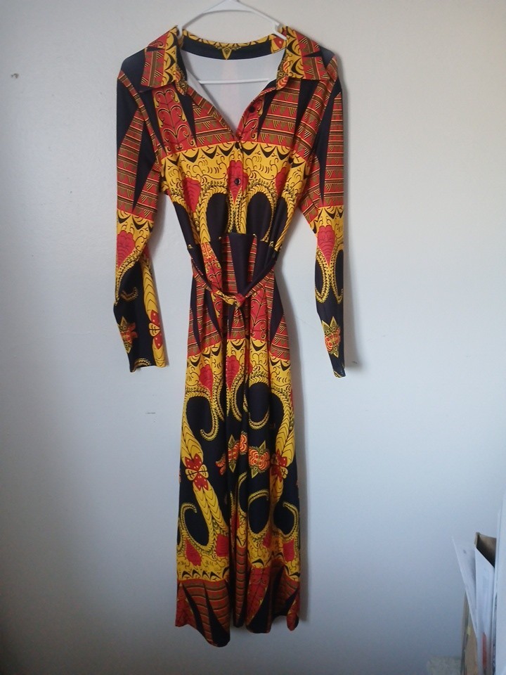 Vintage Kay Windsor Maxi Dress 1960s/1970s Mod Bold Colorful