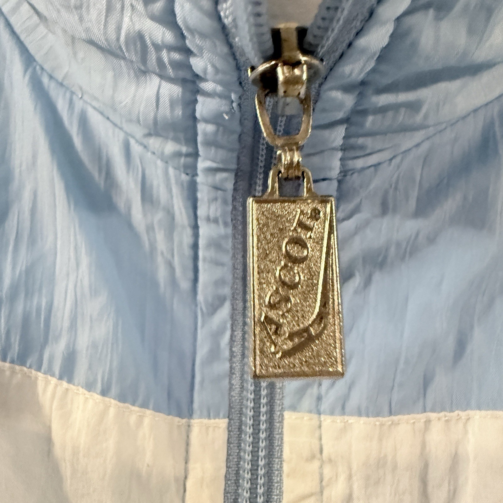 Vintage 80s Womens Set Powder Blue Track Wind Suit Joggers Crest Retro Party L *