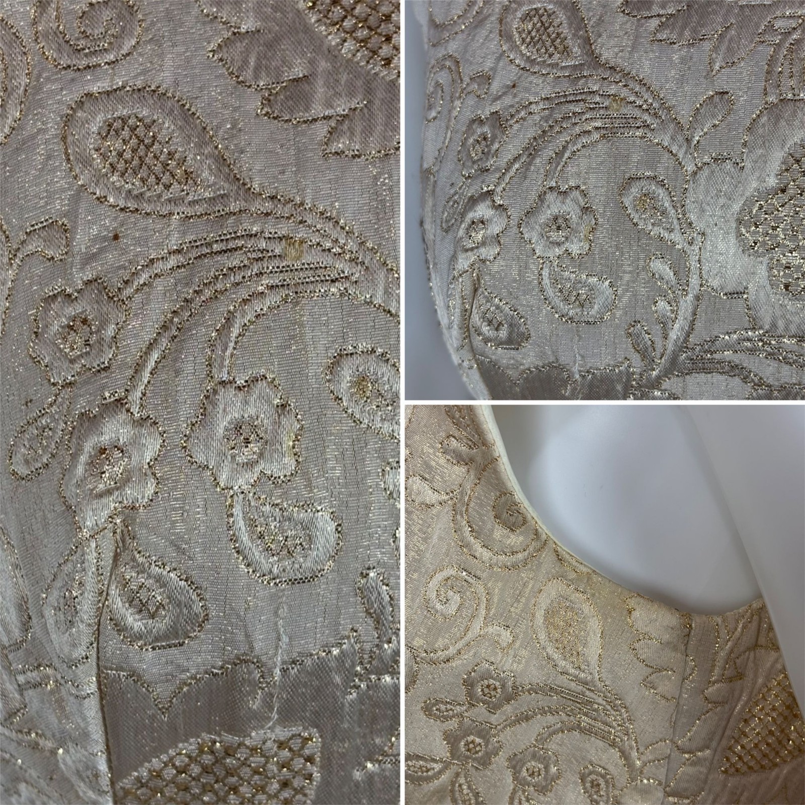 Vintage 60s Brocade Dress Womens Small Gold Floral Cocktail Shift