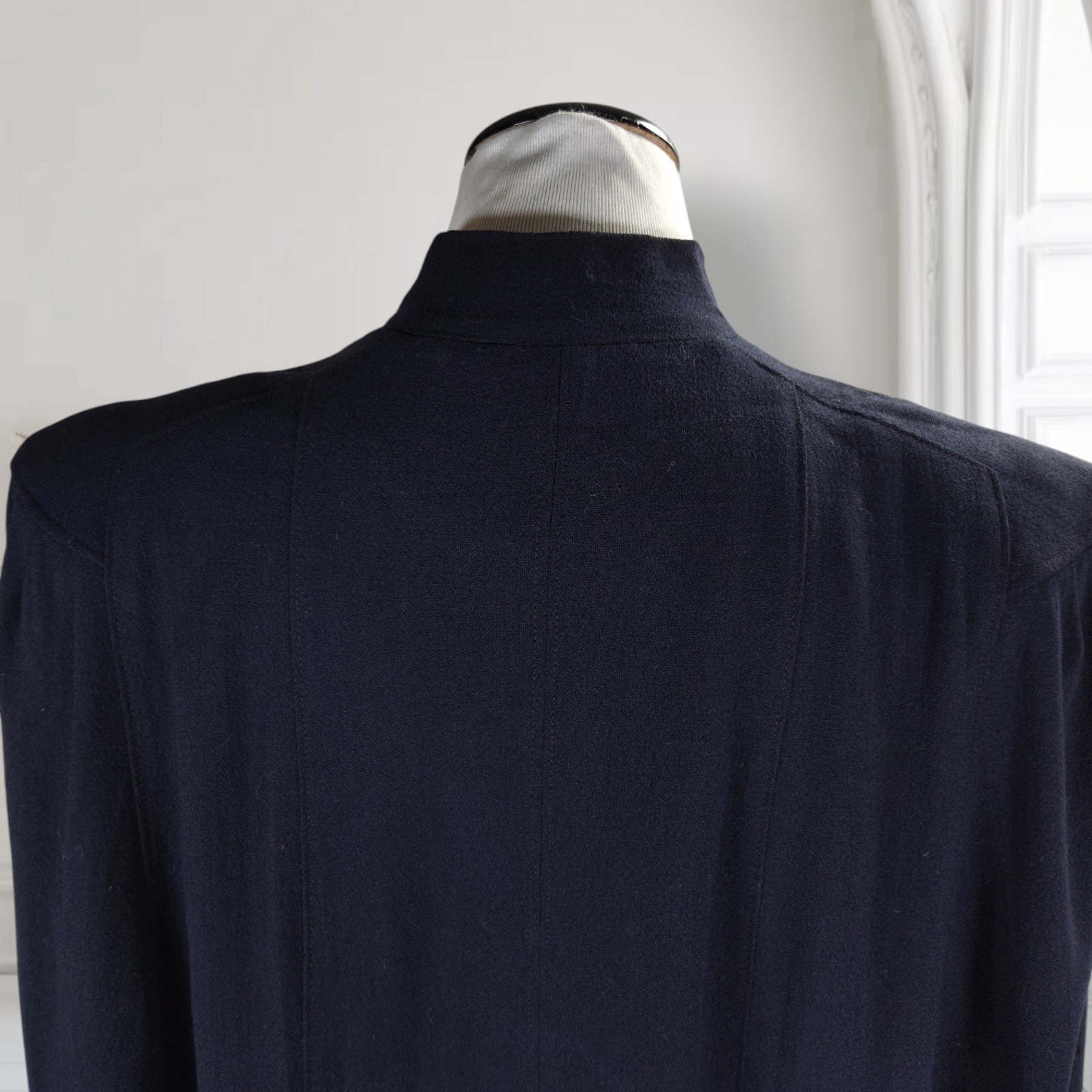 Vintage 1940s Midnight Blue Wool Crepe Gothic Cape Cloak Arm Slits Dark Academia