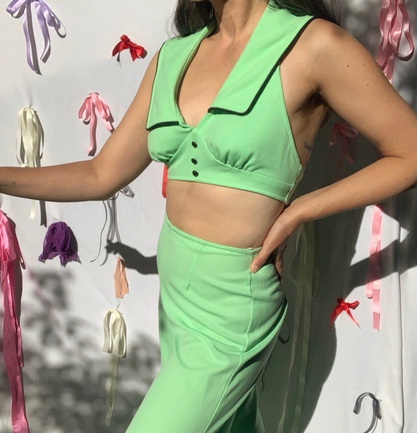 1970’s Mint Two-piece Flared Halter Top Set