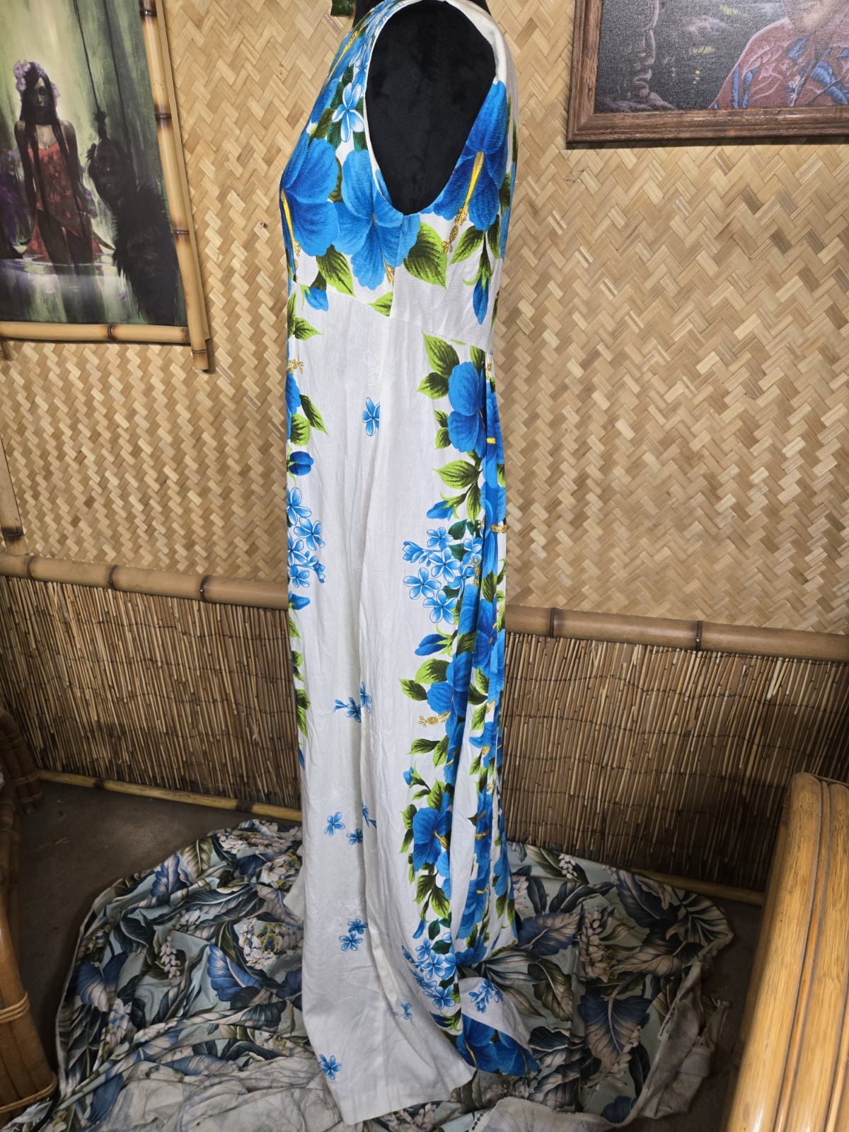 Vintage Ui-maikai Hawaiian Barkcloth Honeymoon Aloha Dress & Shirt Set w1257