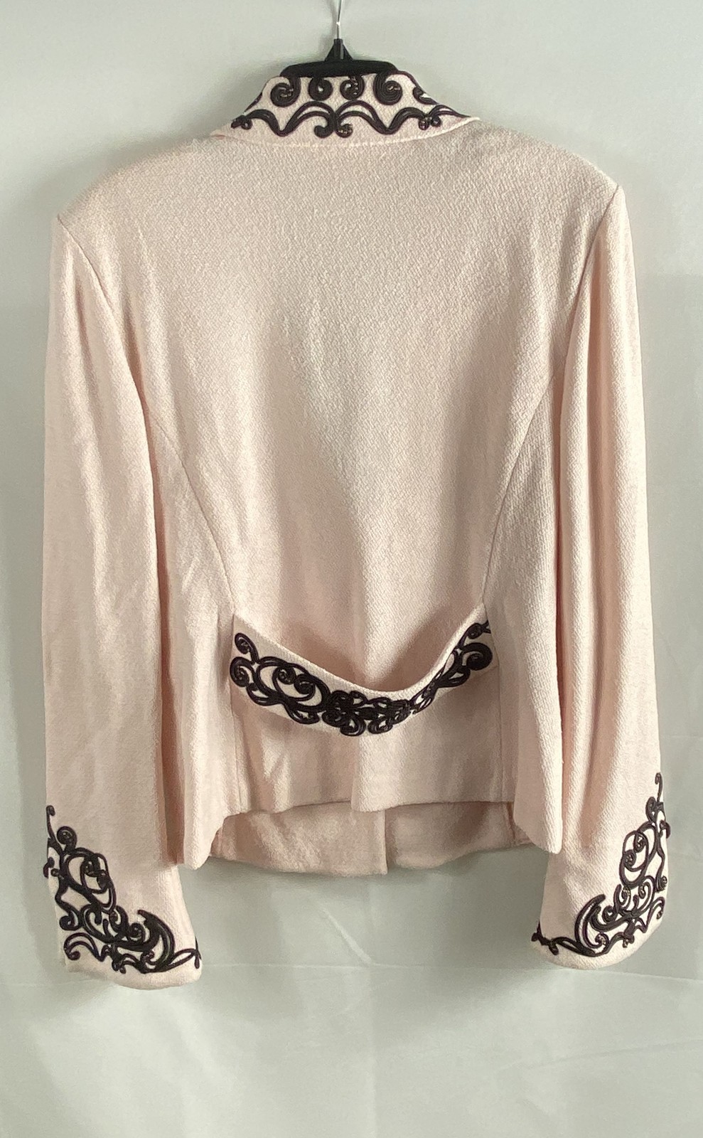 St. John Women’s Pink Soutache Beaded Santana Knit Blazer Jacket Size 14