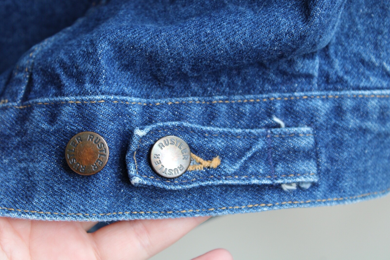 Vtg Rustler M Blue 13 oz Denim Jean Button-Front Jacket Unisex SJ2