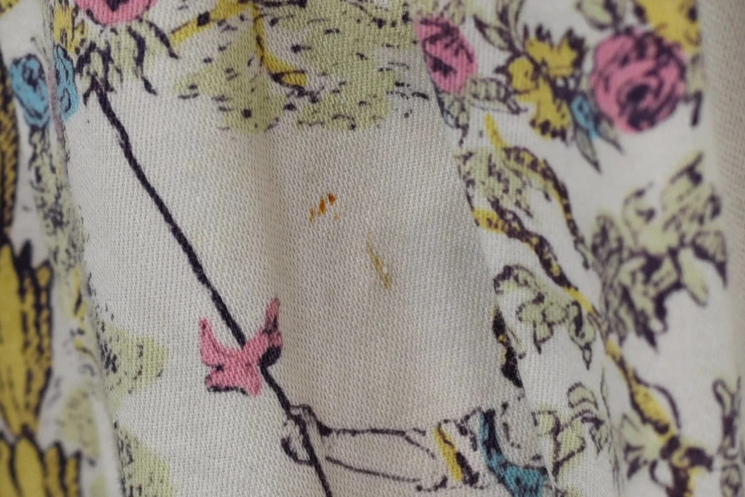 Vintage 1950s Rococo French Provincial Novelty Print Cotton Shirt Dress