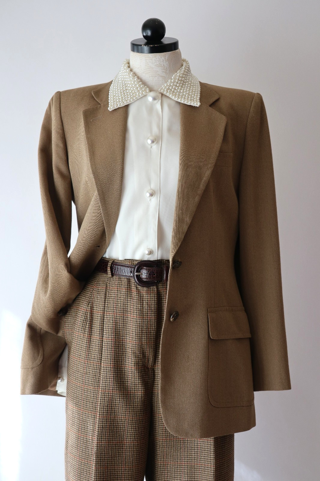 Ralph Lauren Beige Rayon Wool Equestrian Horse Buttons Blazer Jacket Women M